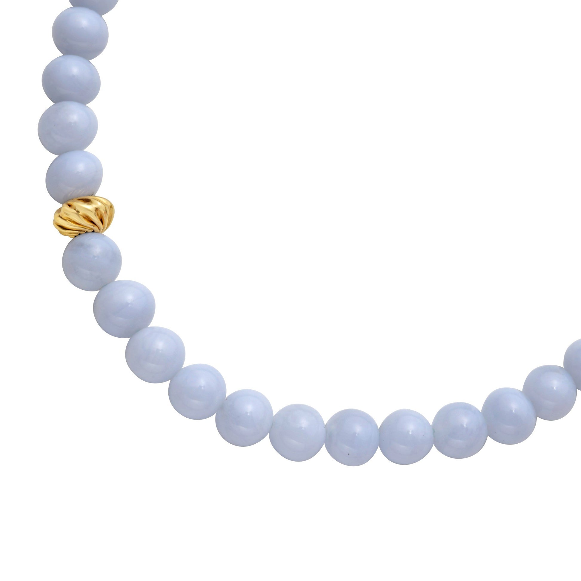 Blue Lace Agate Bead Bracelet In 14K Gold