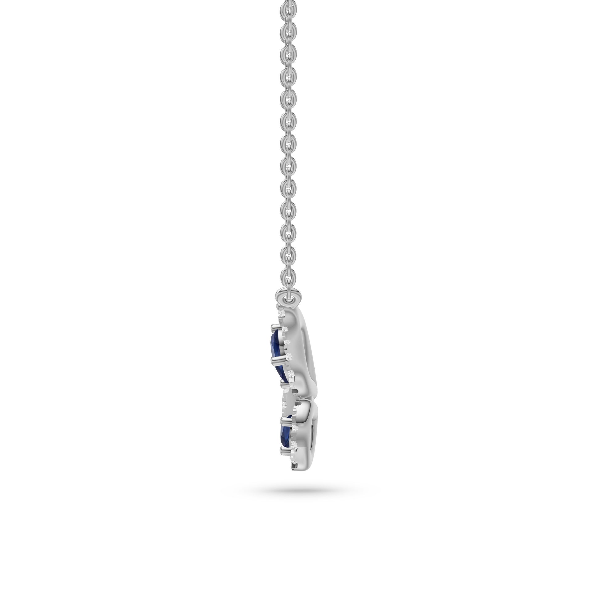 Blue Sapphire Butterfly Diamond Necklace in 18K Gold