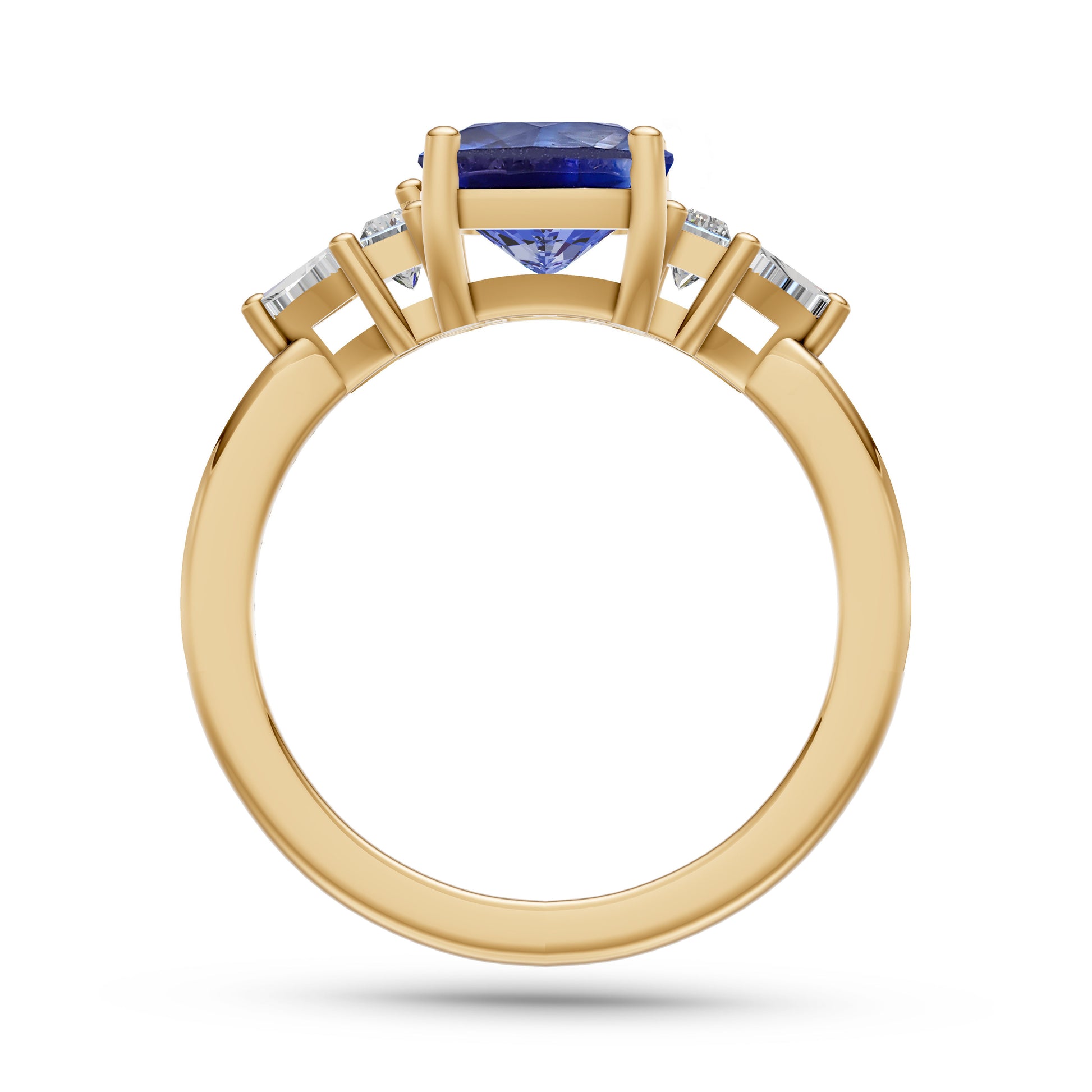 Classic Sapphire Cushion & Diamond Ring In 14K Gold