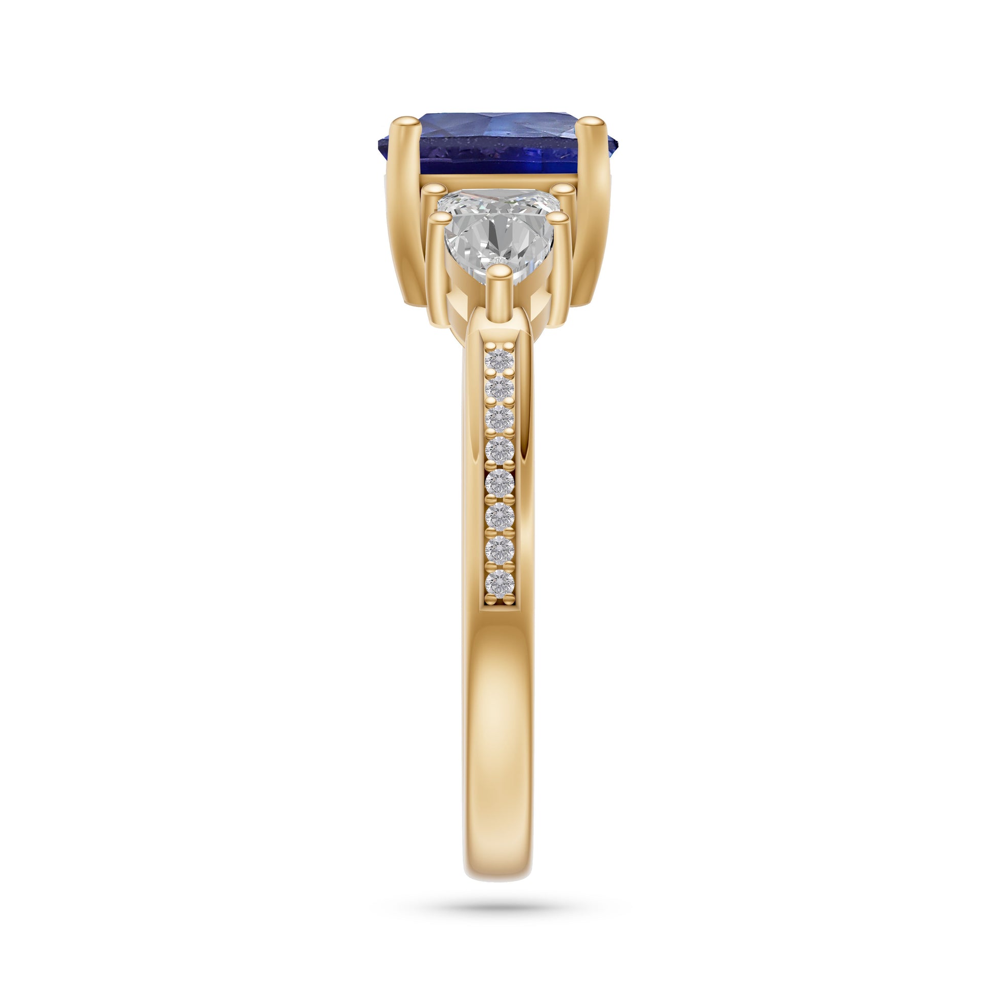 Classic Sapphire Cushion & Diamond Ring In 14K Gold
