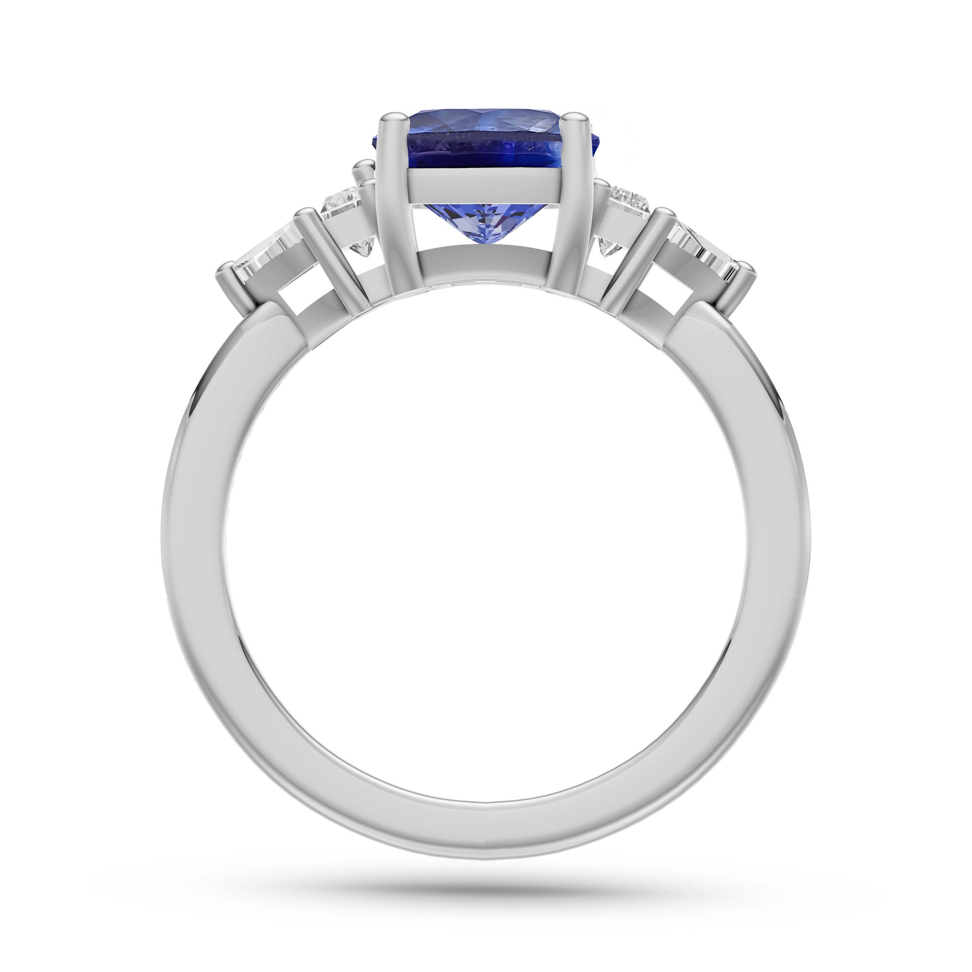 Classic Sapphire Cushion & Diamond Ring In 14K Gold
