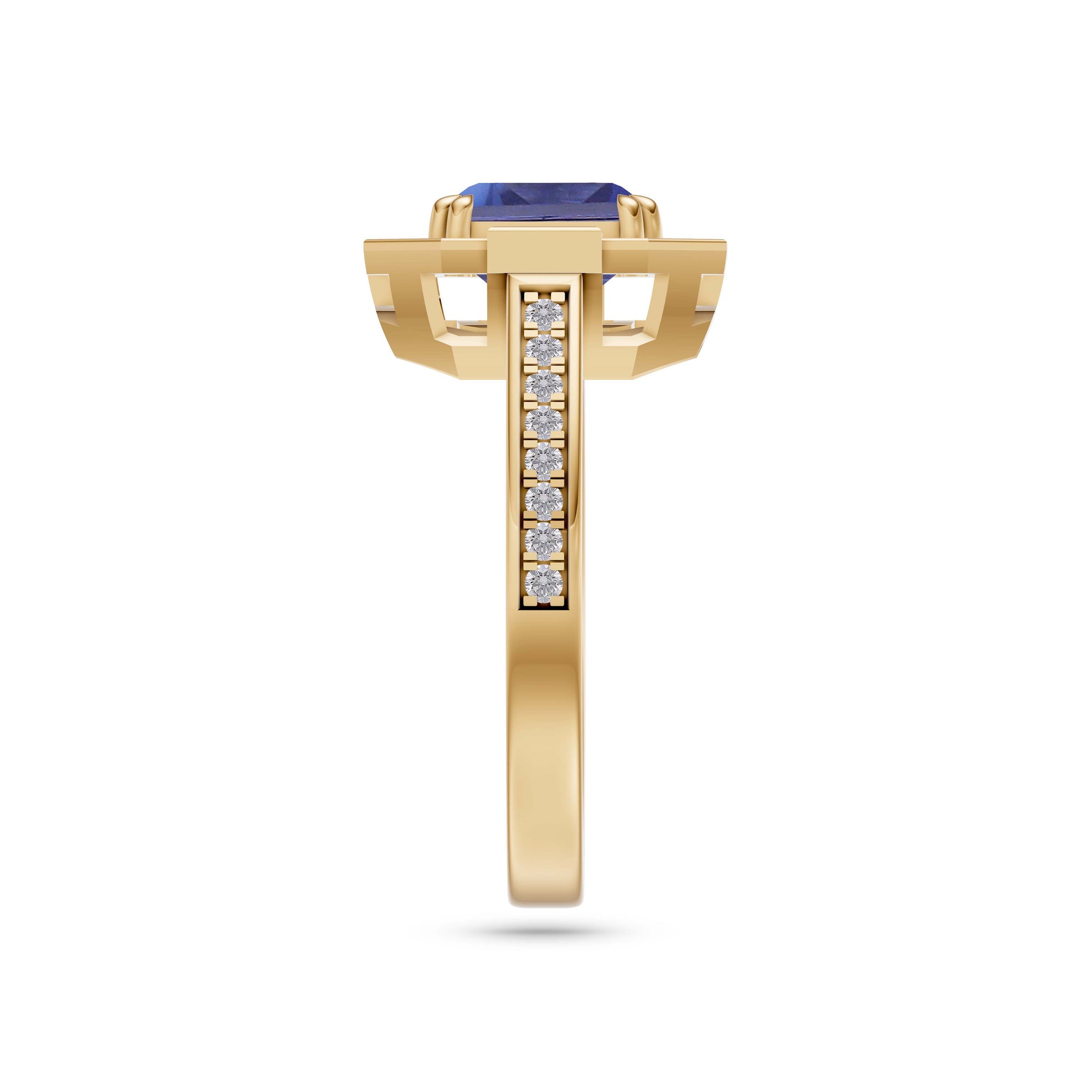 Sapphire Cushion Prestige Ring In 14K Gold