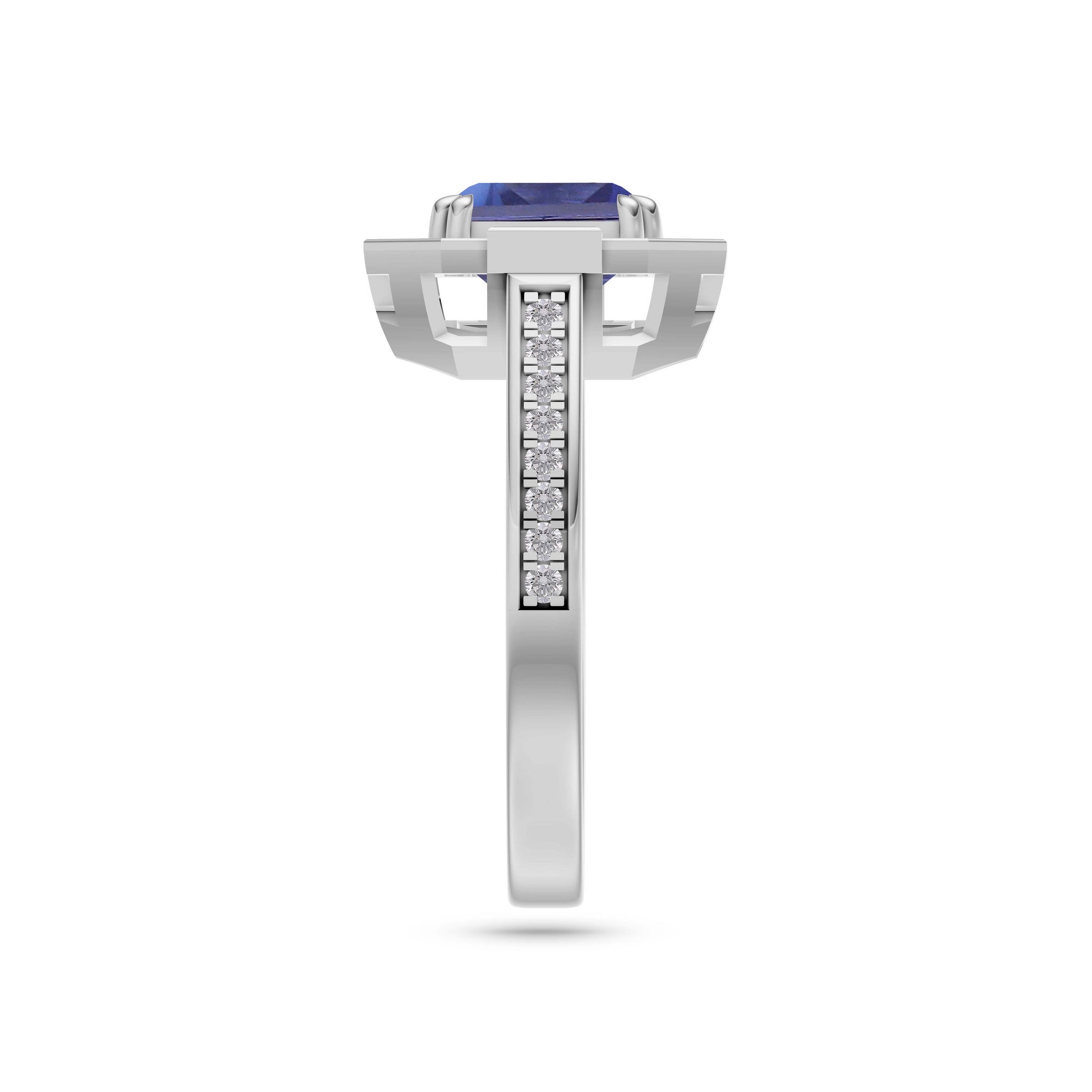 Sapphire Cushion Prestige Ring In 14K Gold