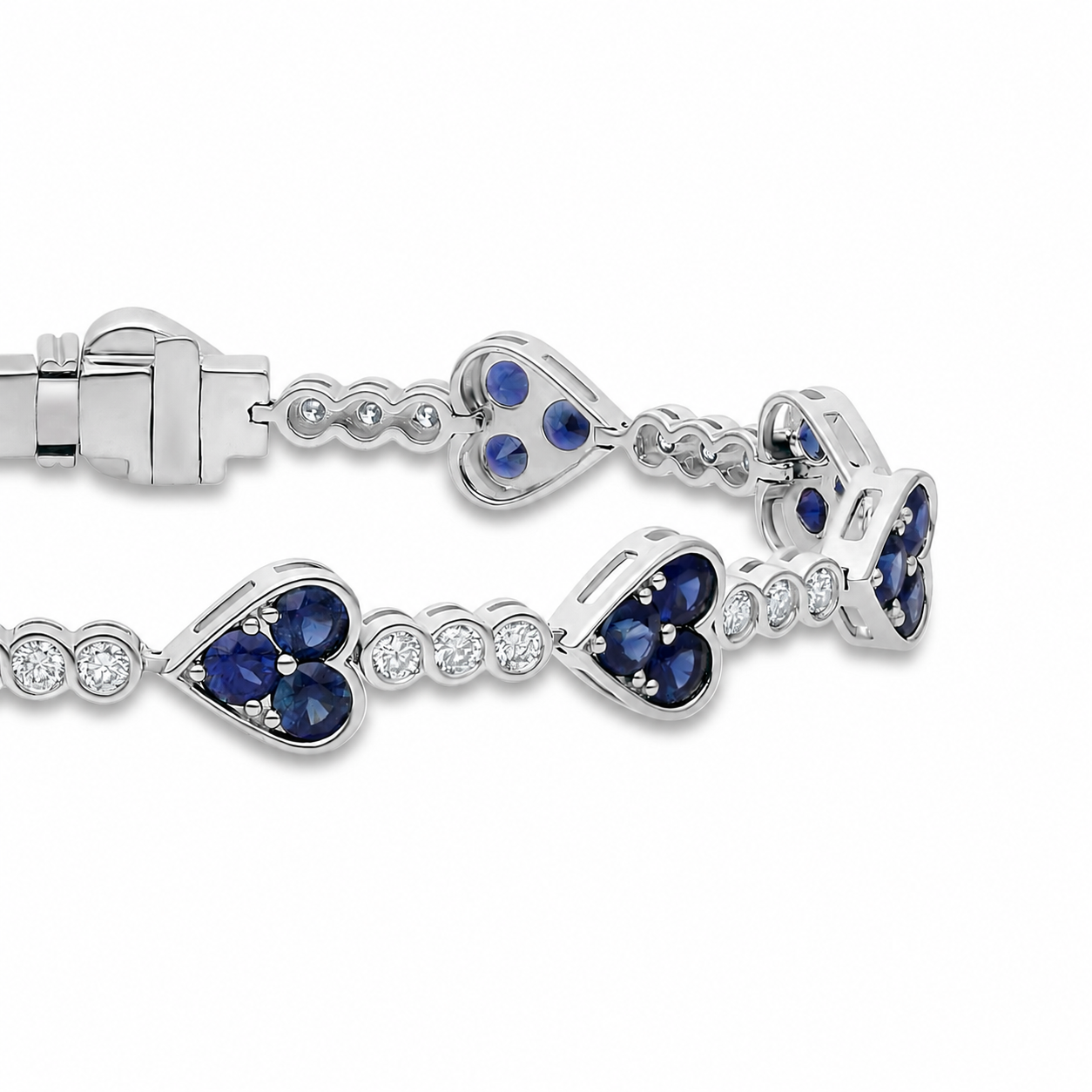 Blue Sapphire Trinity Bracelet in 14K Gold