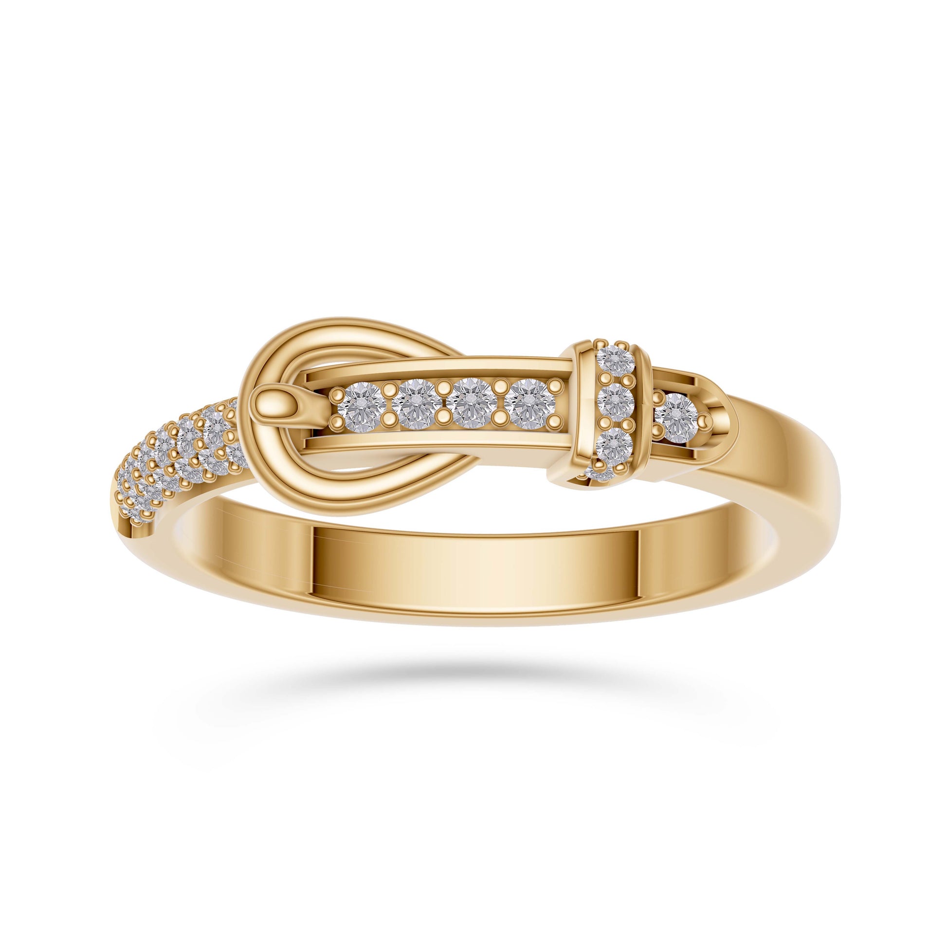 Diamond Belt Buckle Ring in 14K Yellow Gold
