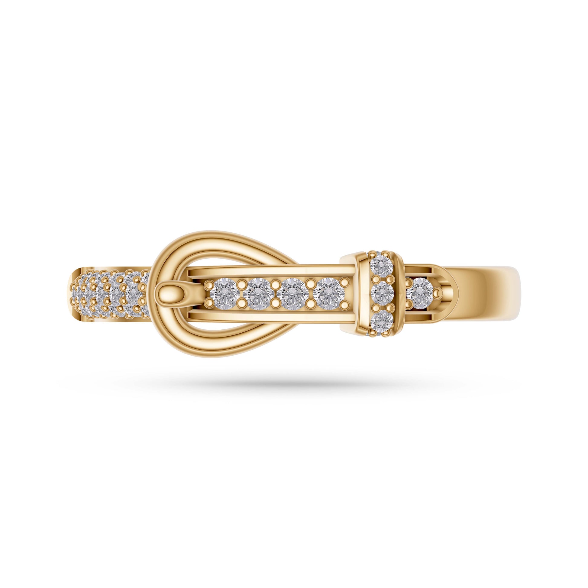 Diamond Belt Buckle Ring in 14K Yellow Gold