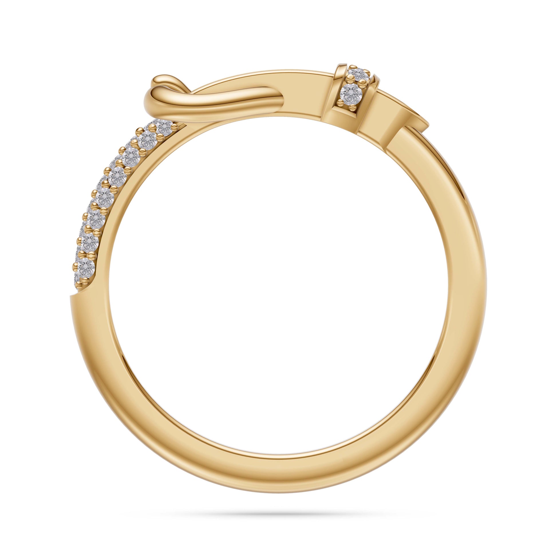 Diamond Belt Buckle Ring in 14K Yellow Gold