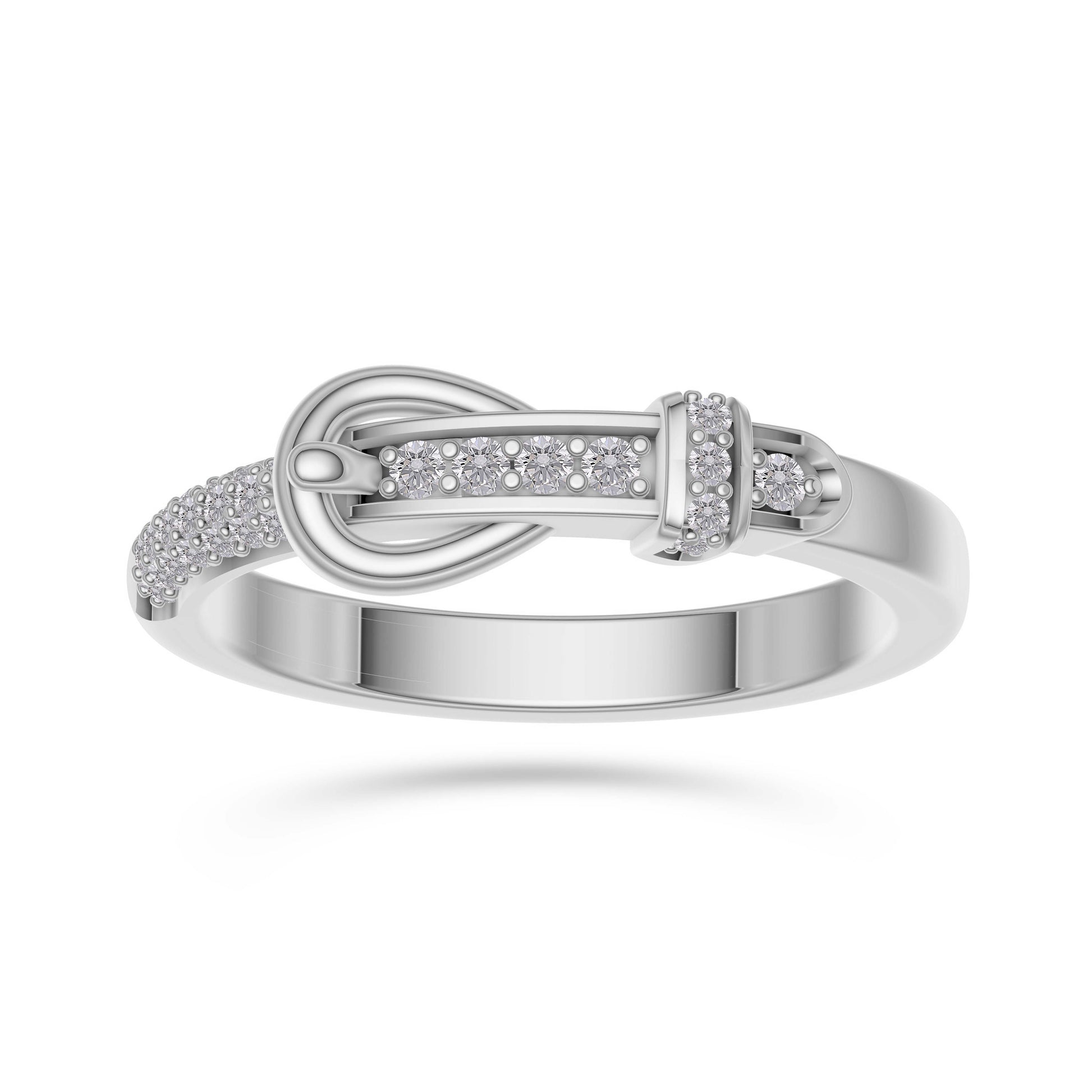 Diamond Belt Buckle Ring in 14K Yellow Gold