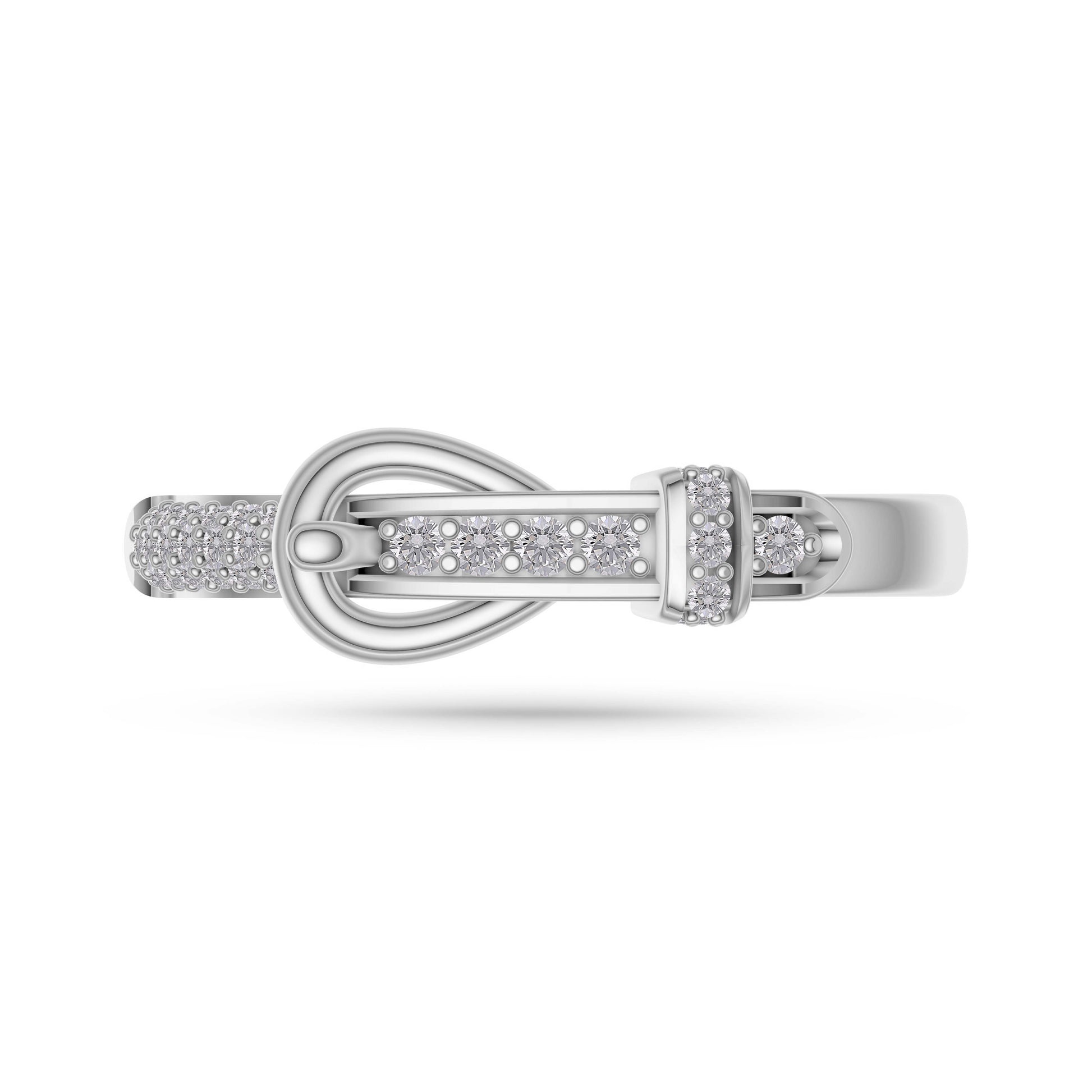 Diamond Belt Buckle Ring in 14K Yellow Gold
