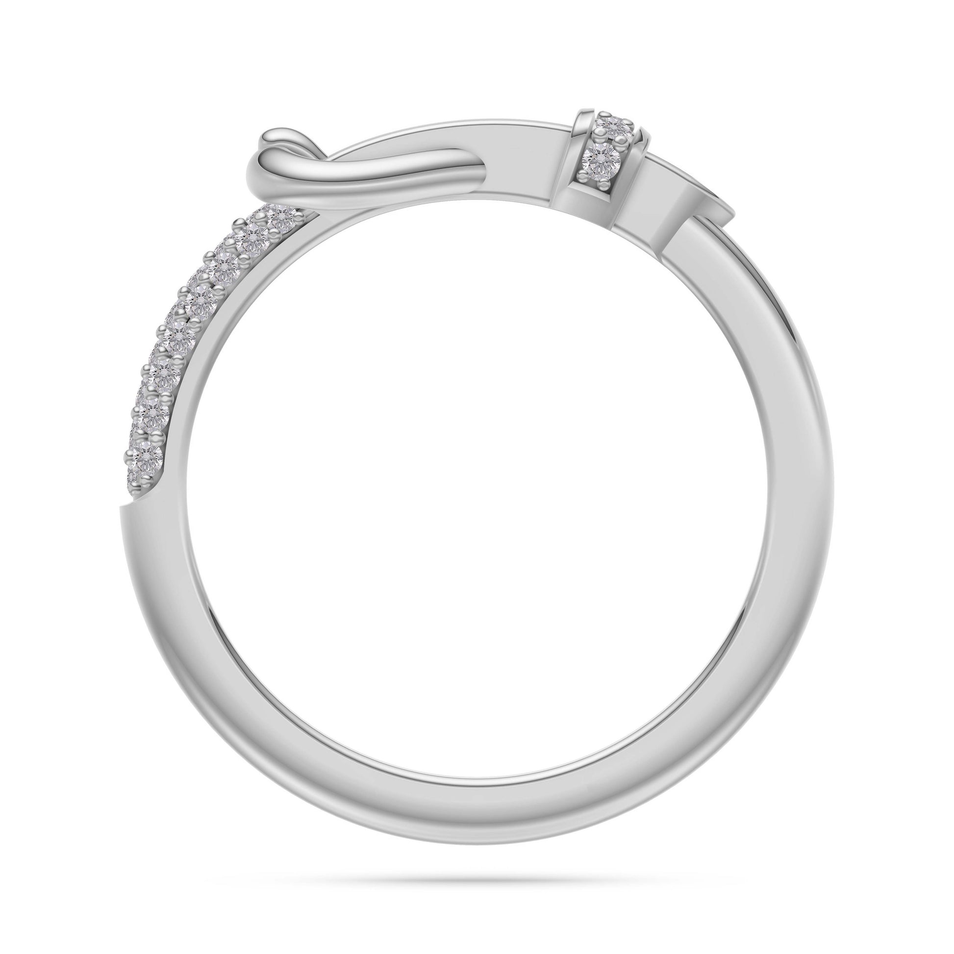 Diamond Belt Buckle Ring in 14K Yellow Gold