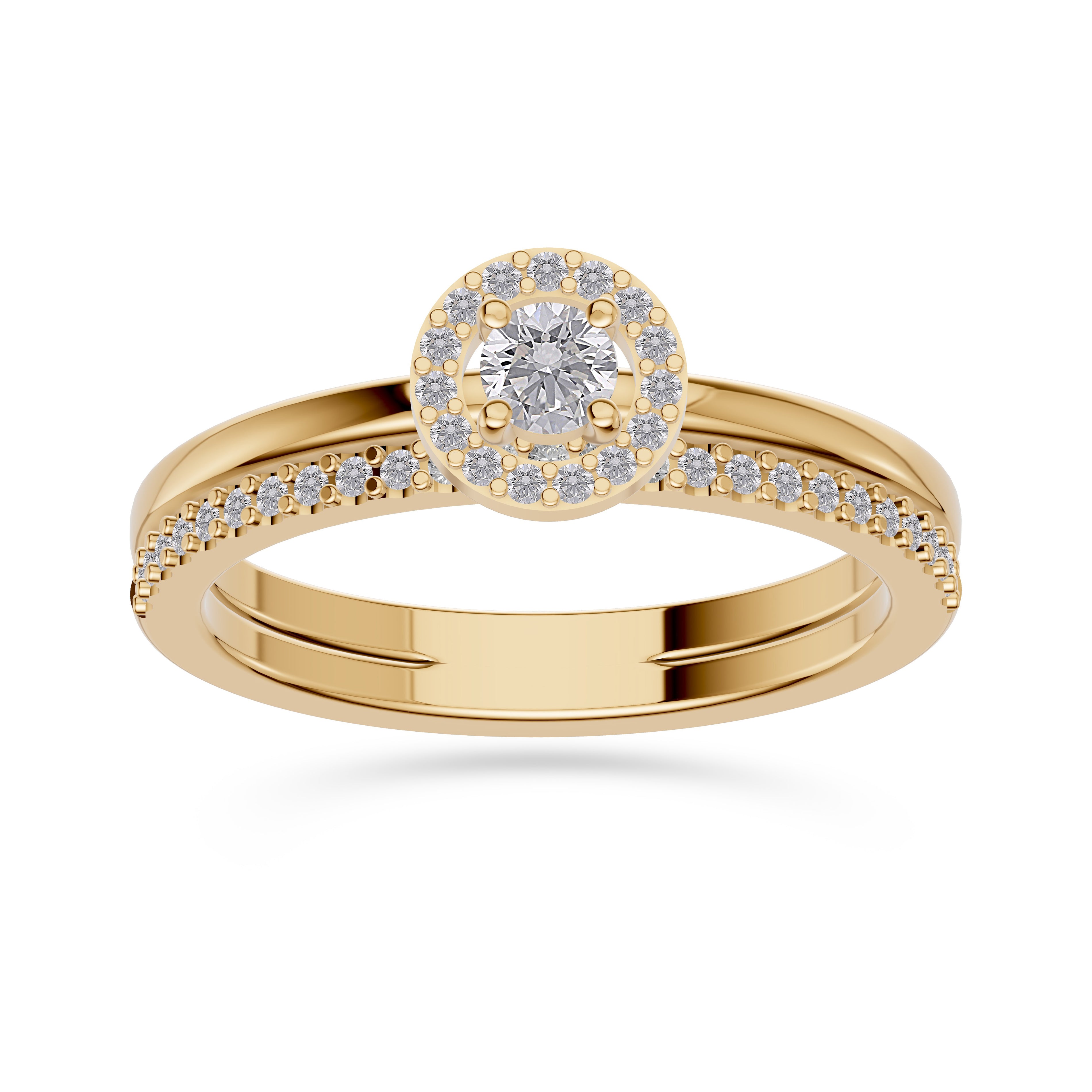 Celestia Diamond Double Band Round Ring 14K Gold
