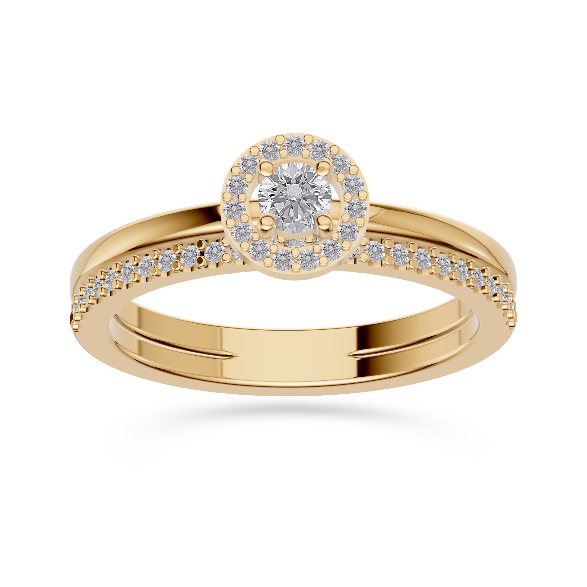 Celestia Diamond Double Band Round Ring 14K Gold