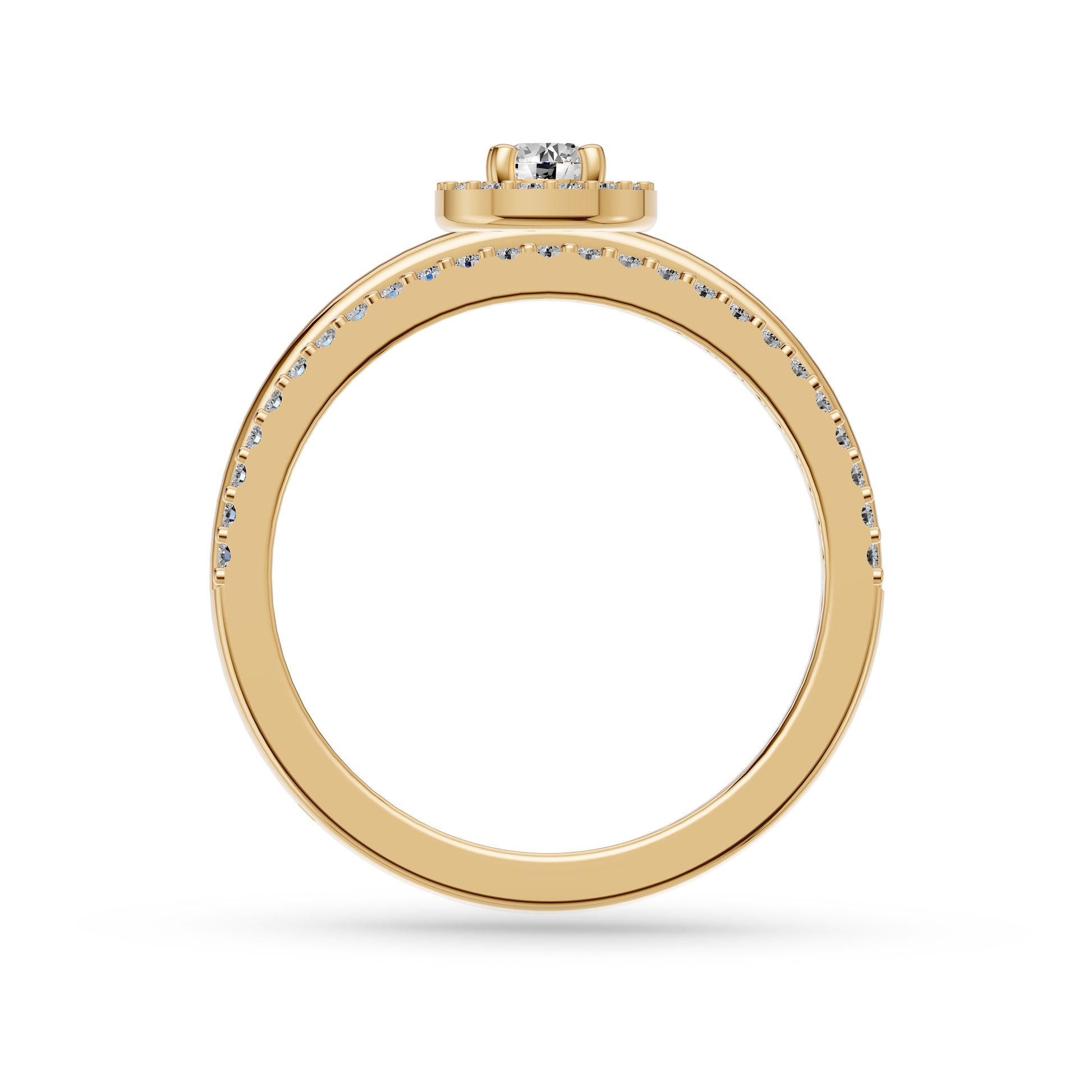 Celestia Diamond Double Band Round Ring 14K Gold