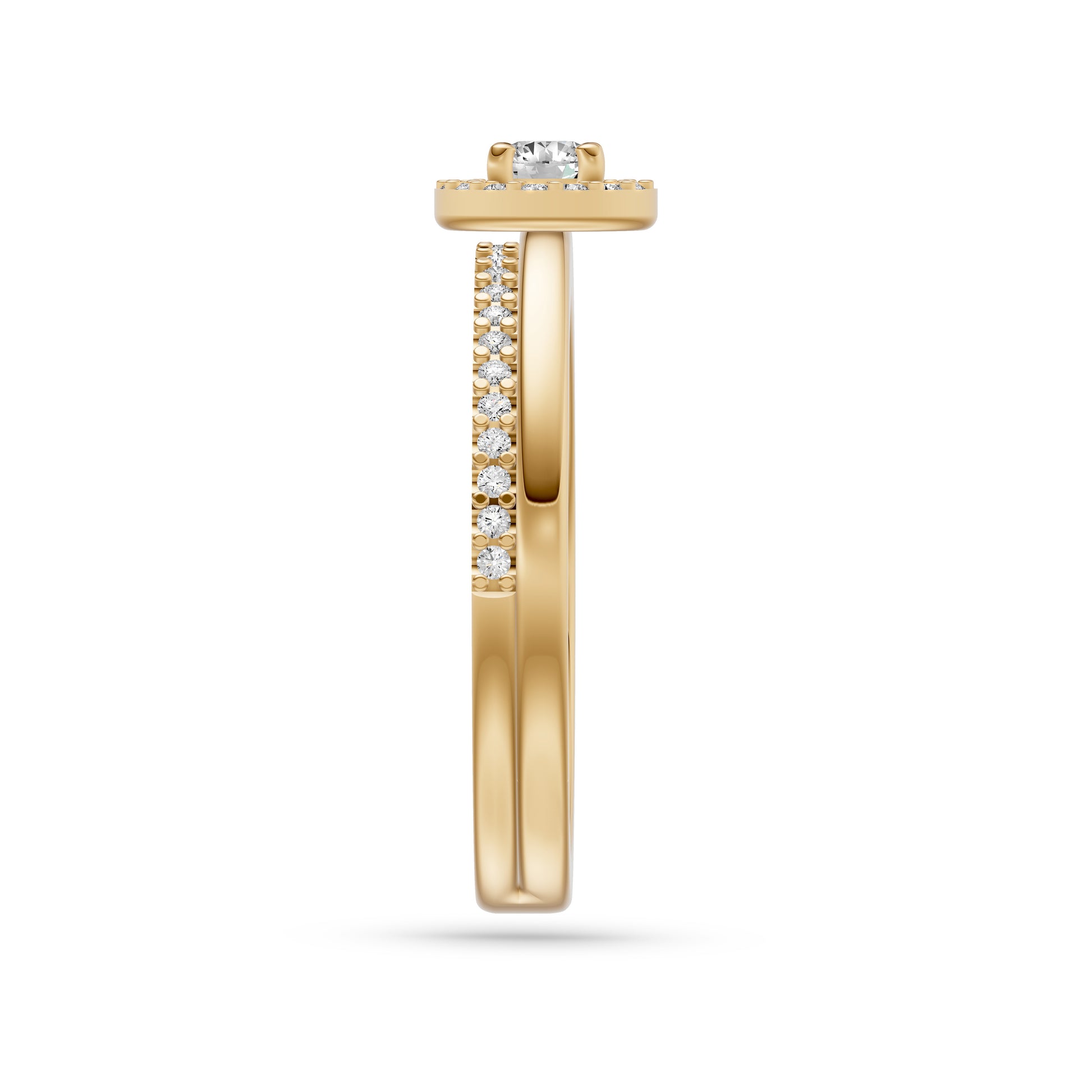 Celestia Diamond Double Band Round Ring 14K Gold