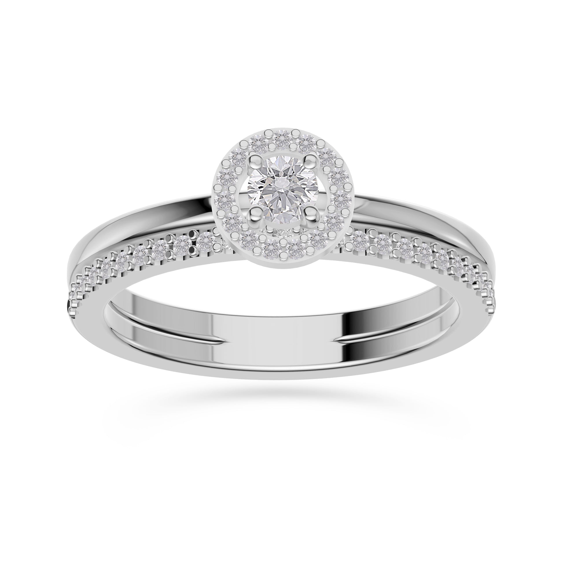 Celestia Diamond Double Band Round Ring 14K Gold