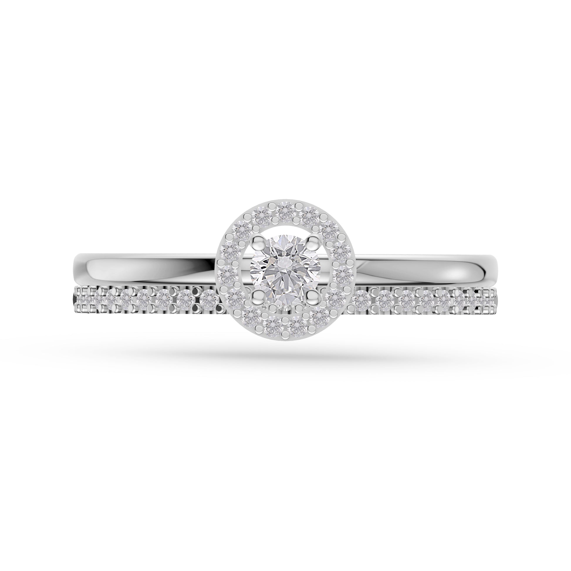 Celestia Diamond Double Band Round Ring 14K Gold