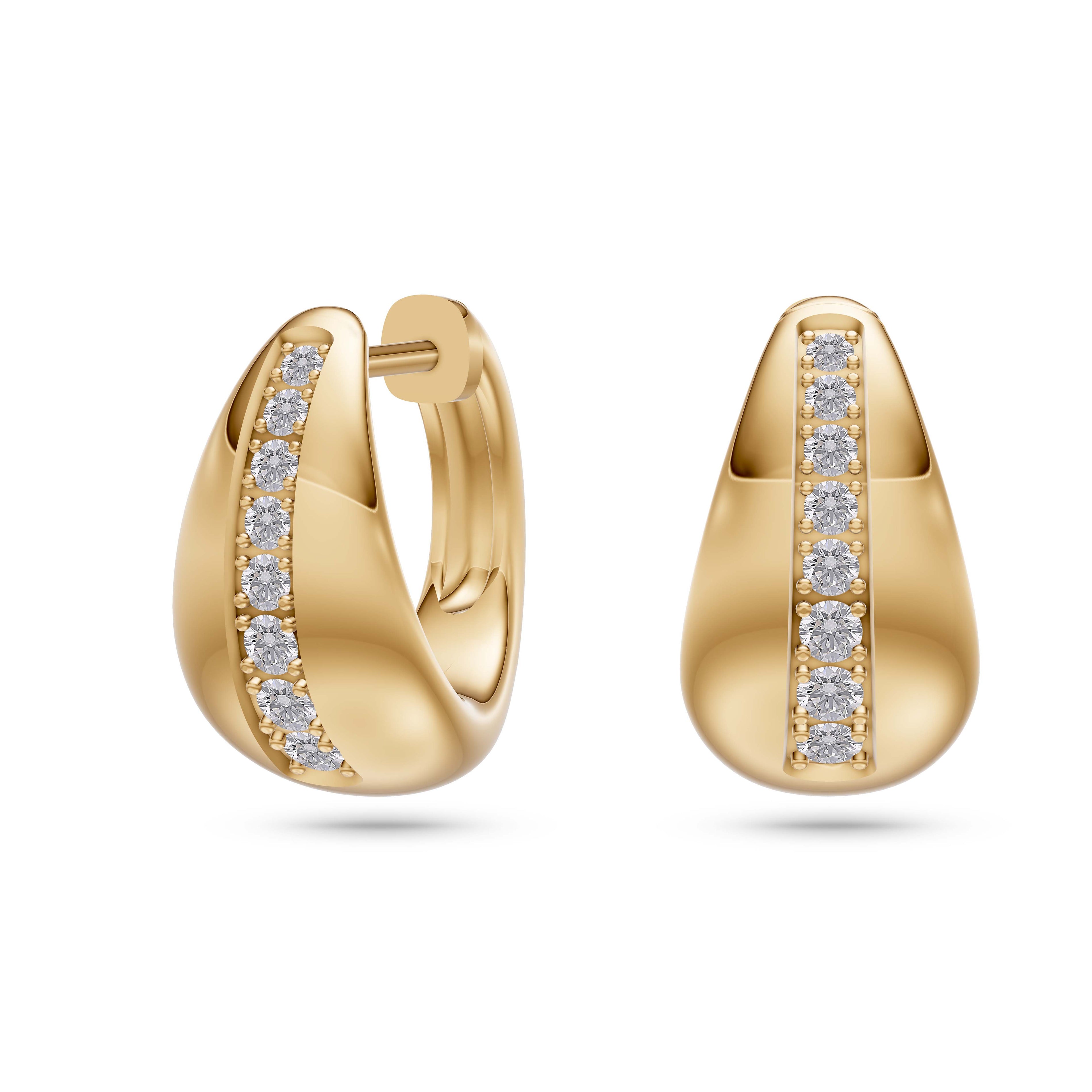 Channel-Set Diamond Bold Earrings in 14K Gold
