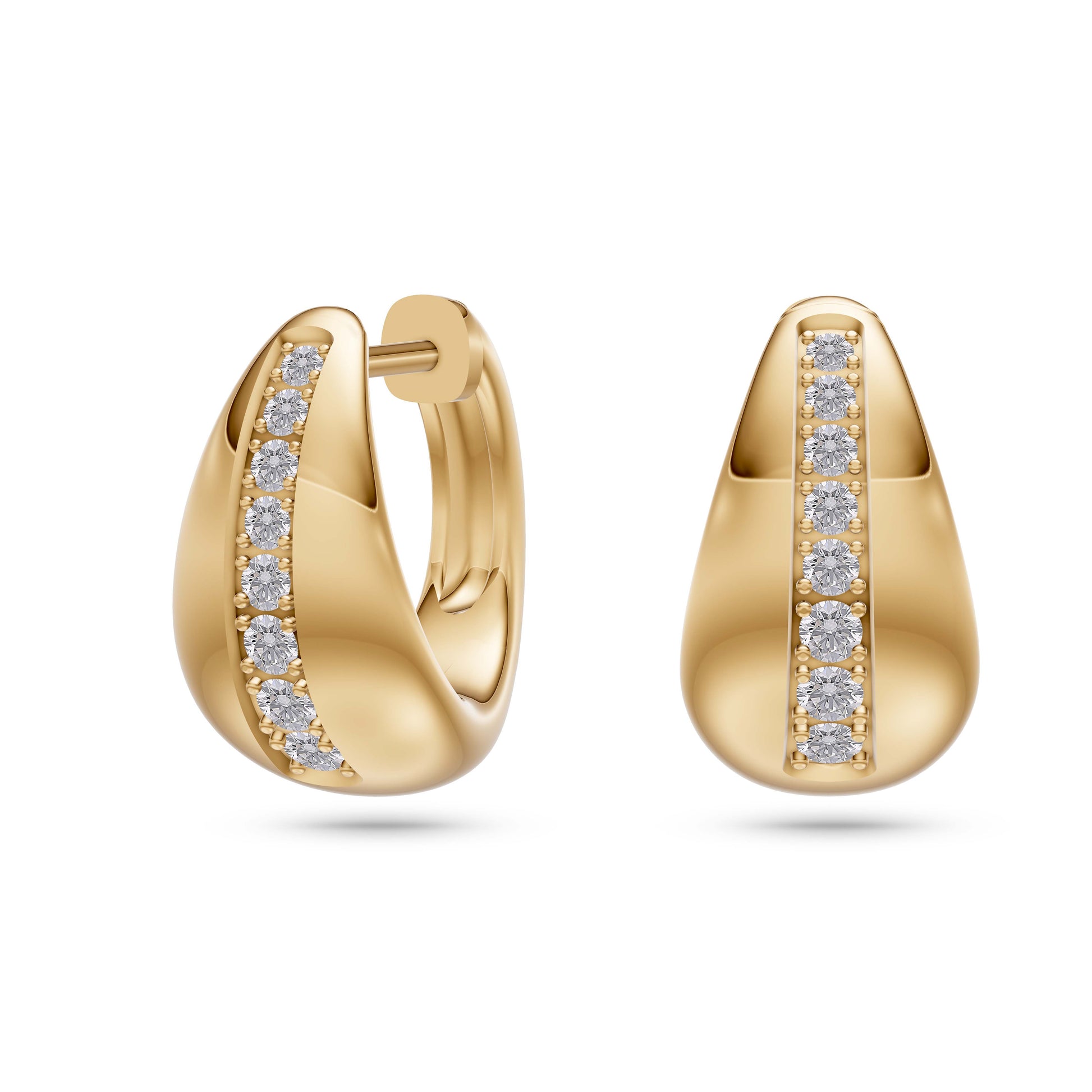 Channel-Set Diamond Bold Earrings in 14K Gold