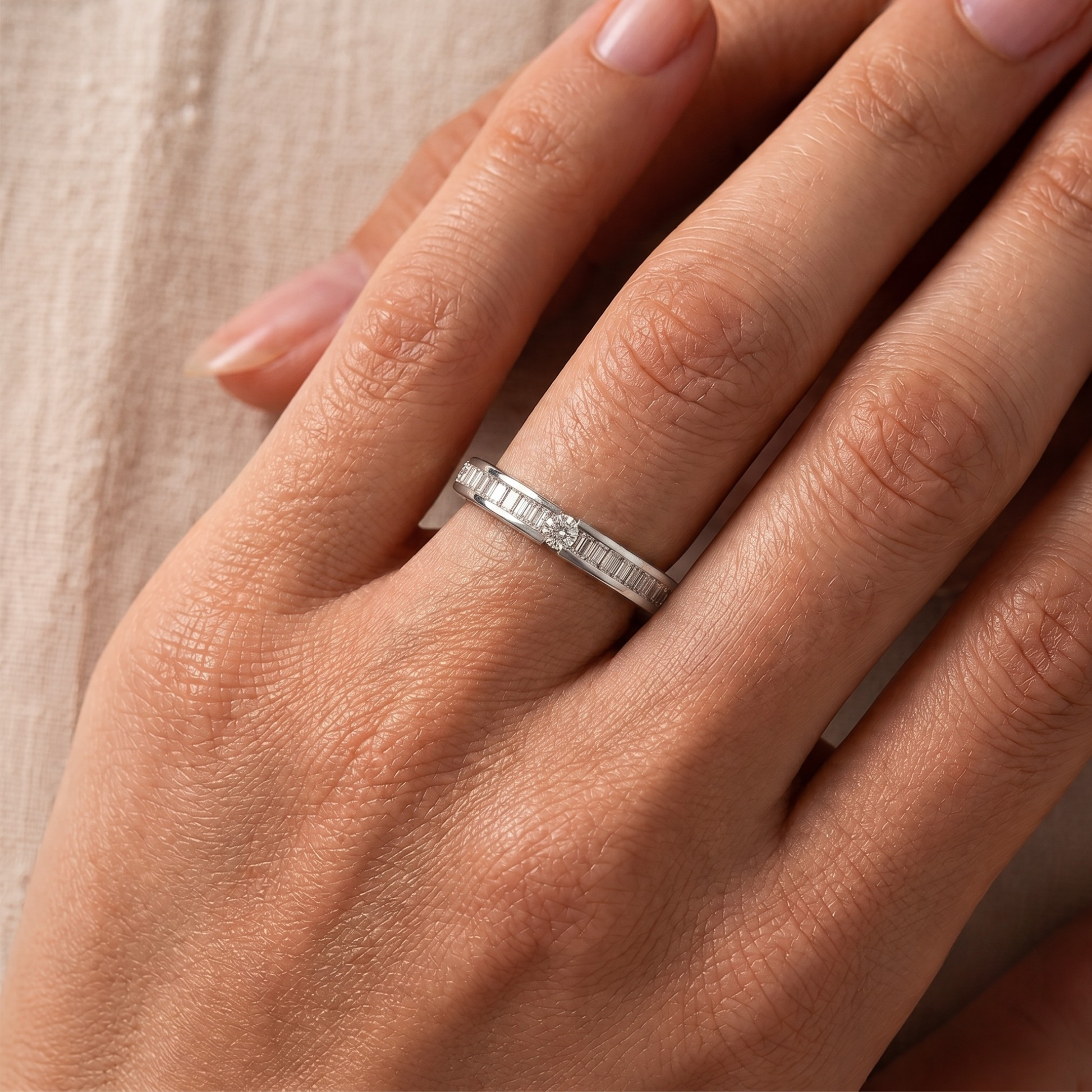 Élan Diamond Baguette Band Ring in 14K Gold