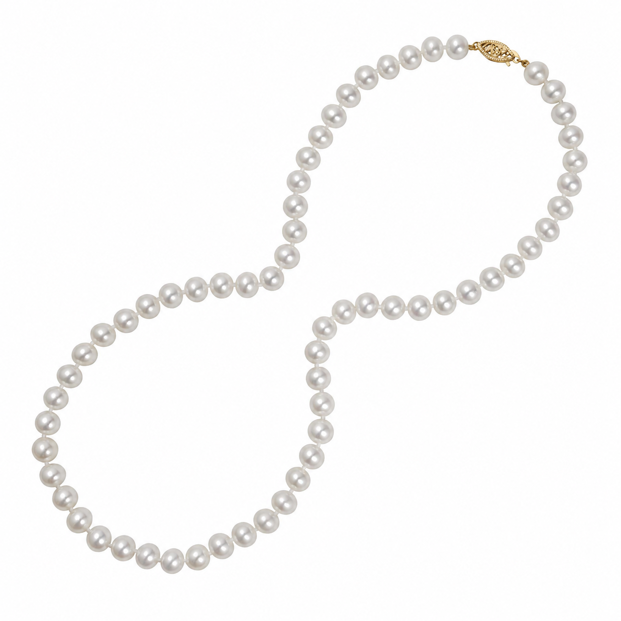 7-7.5mm Freshwater Pearl Necklace In 14K Gold