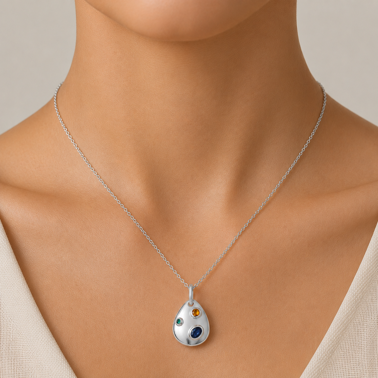 Artist Palette Gemstone Necklace in 14K Gold