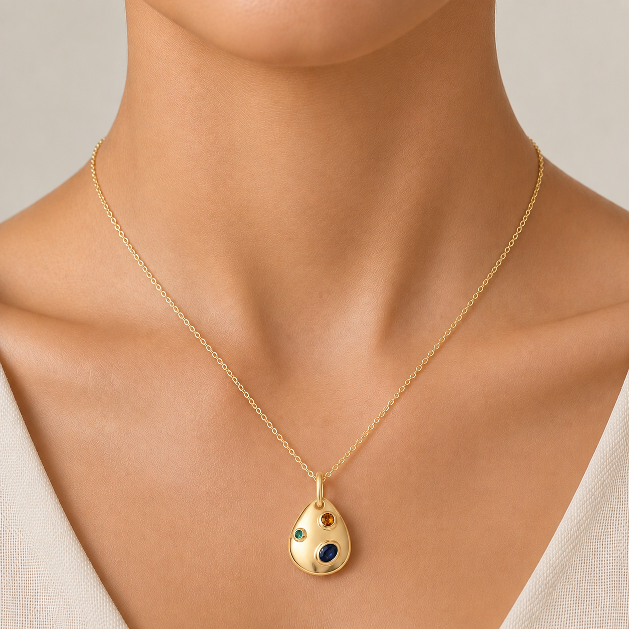 Artist Palette Gemstone Necklace in 14K Gold