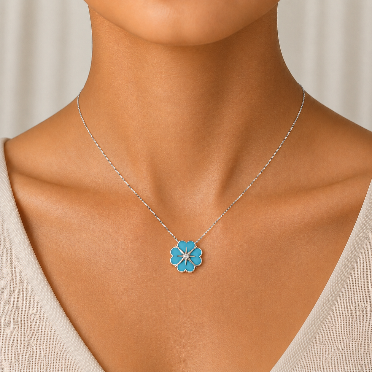 Turquoise Victor Diamond Pendant in 14K Gold
