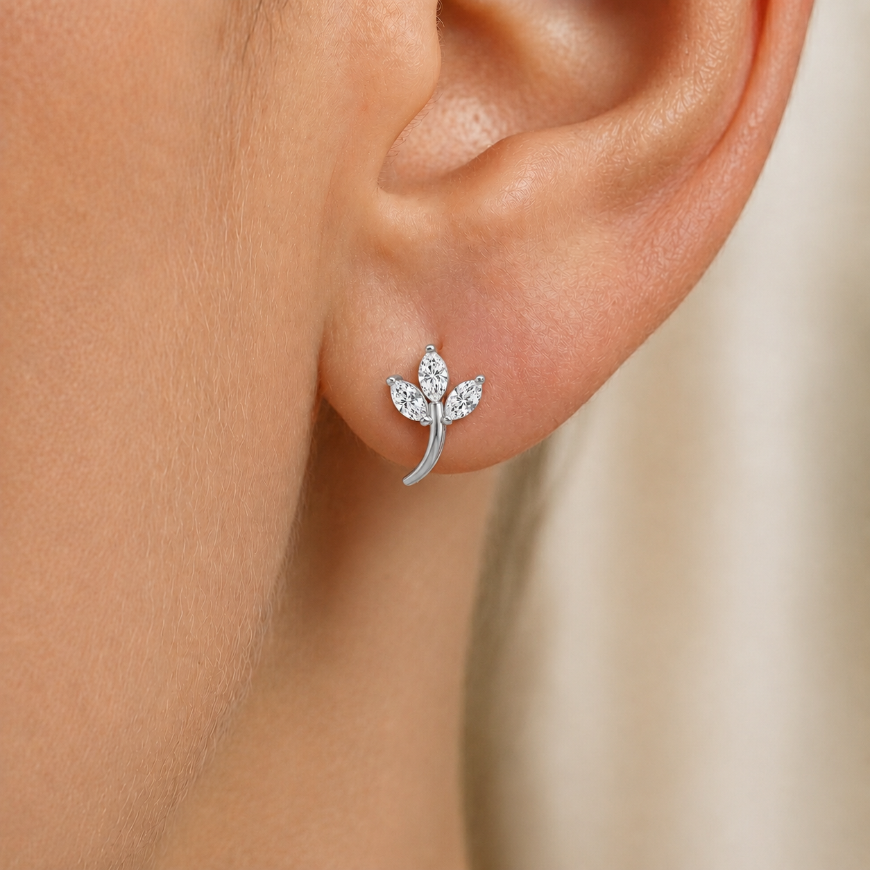 Nature Inspired Leafy Shaped Earrings In 14K Gold