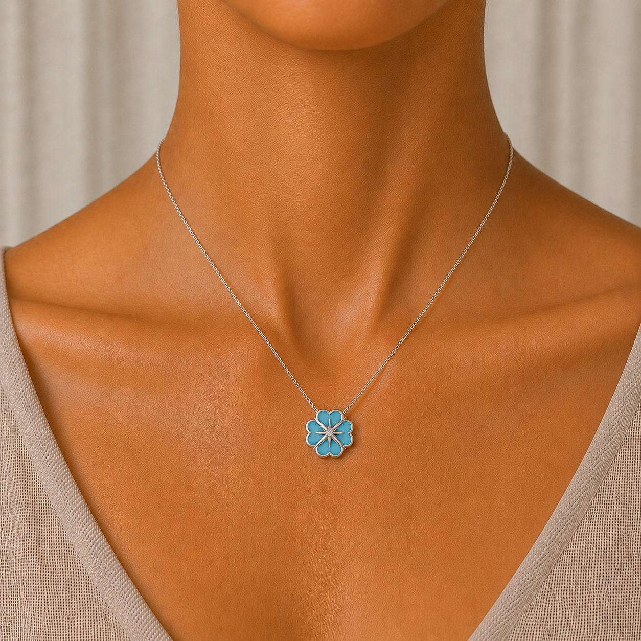 Turquoise Victor Diamond Pendant in 14K Gold