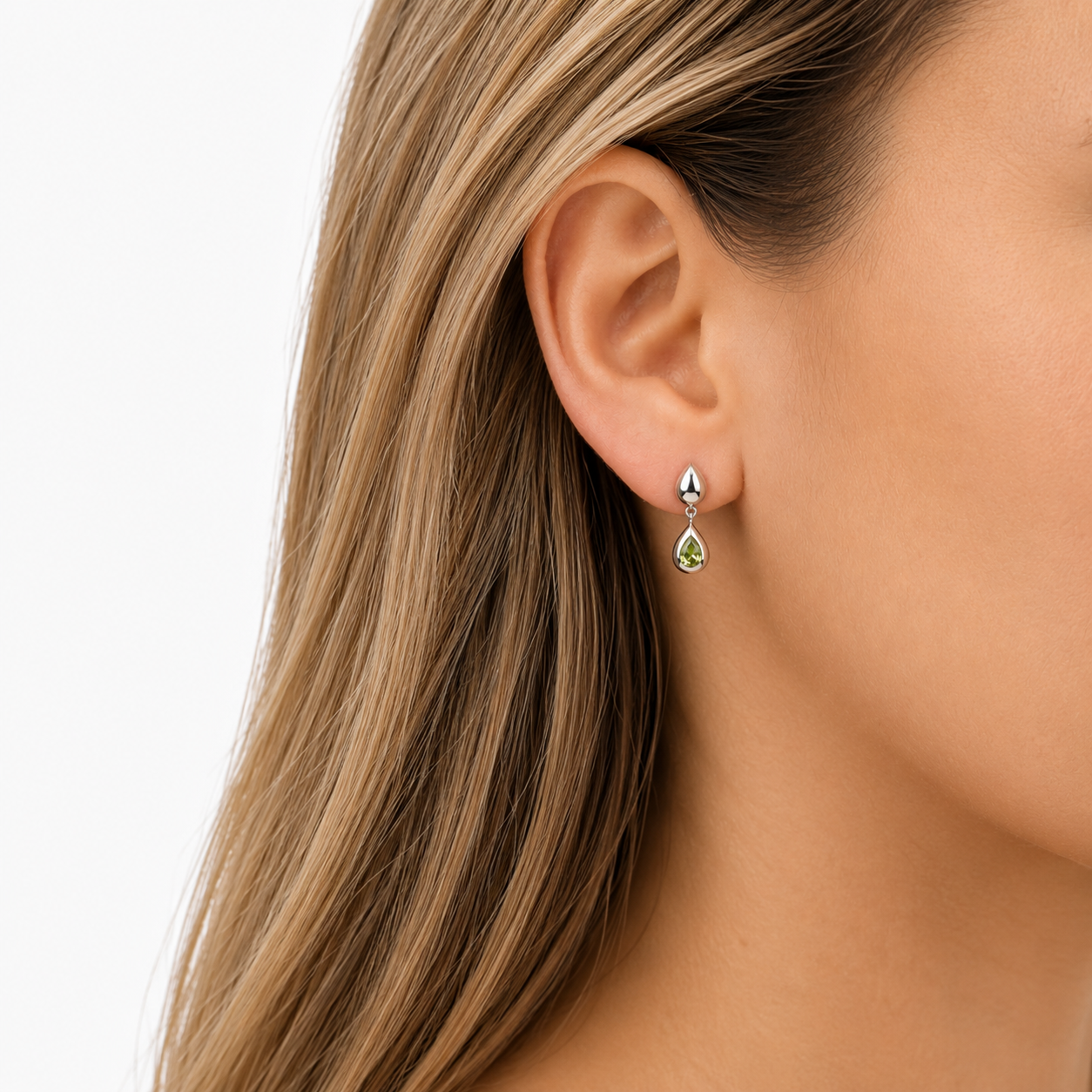 Spring Leaf Peridot Teardrop Earrings In 14K Gold