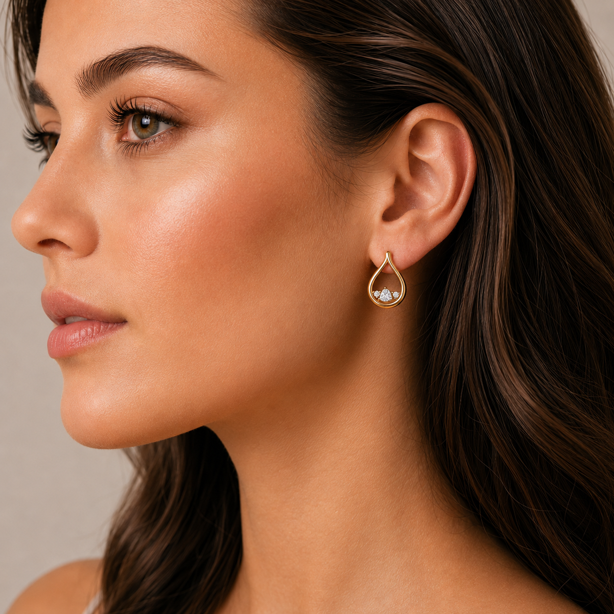 Diamond Heart Teardrop Earrings in 14K Gold