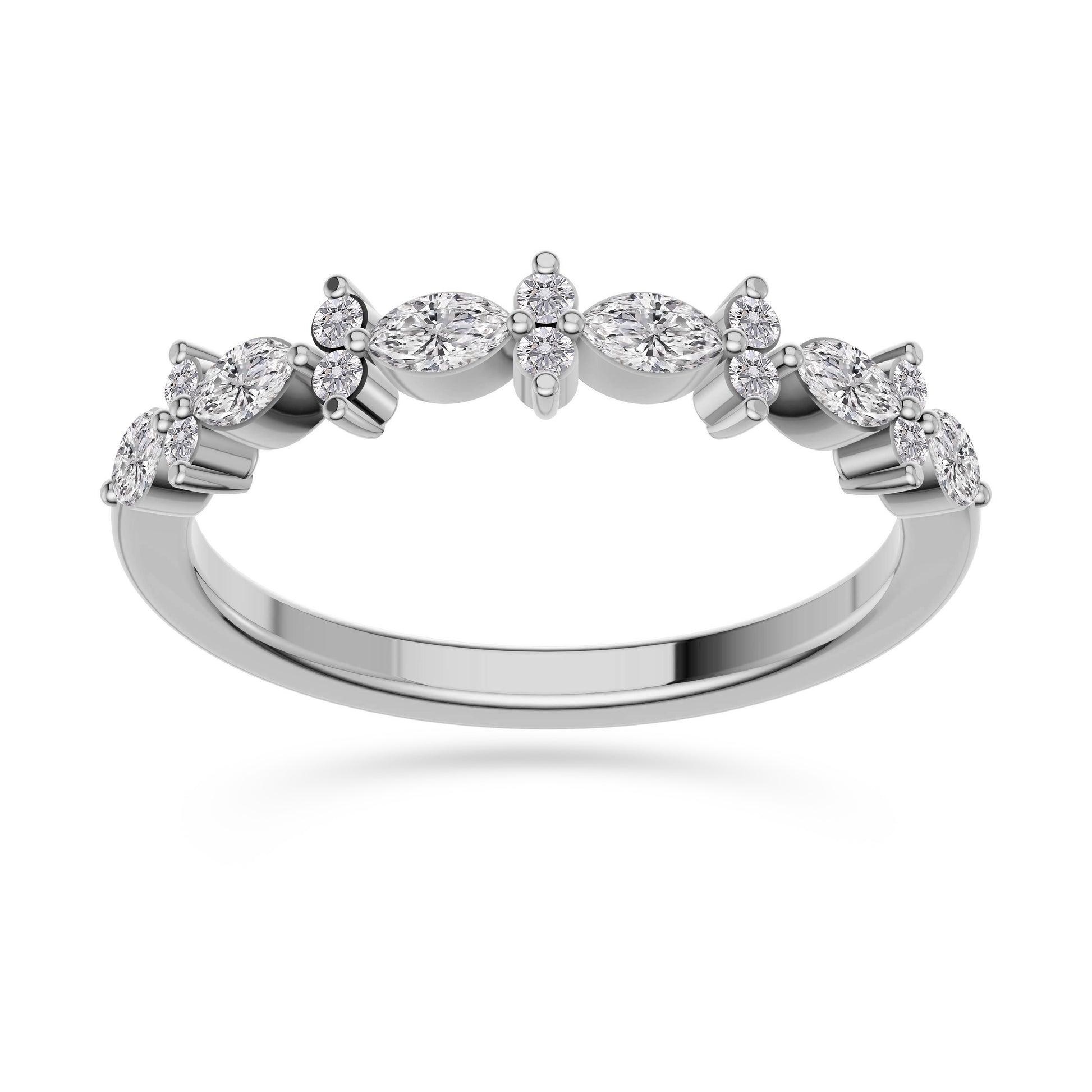 Chevron Marquise Diamond Band in 14K Gold