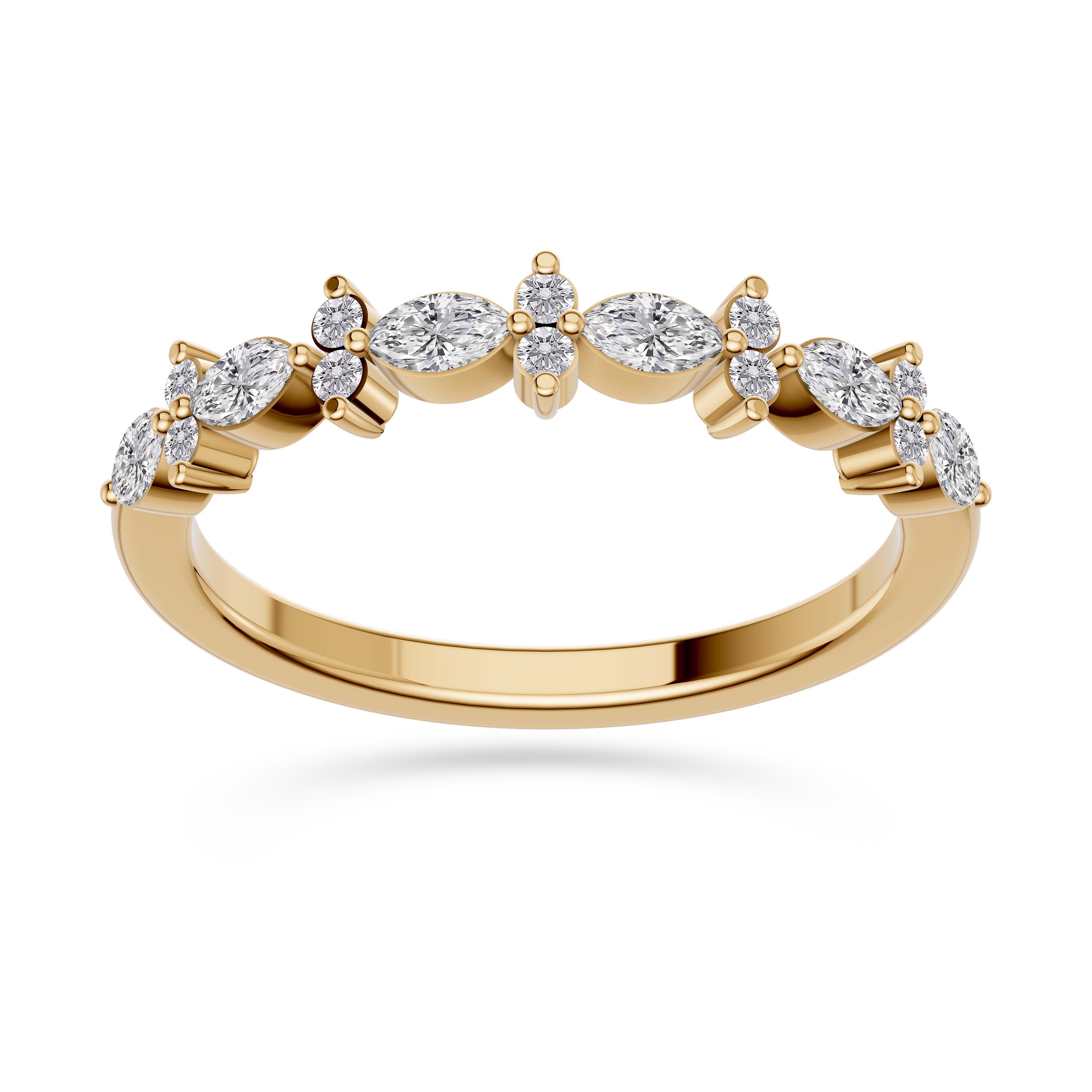 Chevron Marquise Diamond Band in 14K Gold