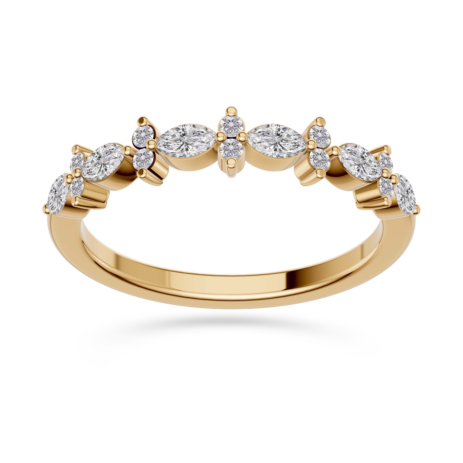 Chevron Marquise Diamond Band in 14K Gold