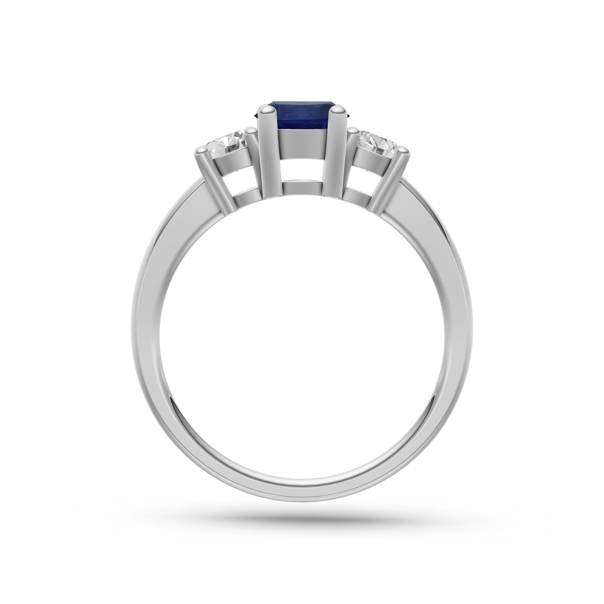 Sapphire and Diamond Three Stone Ring in 18K Gold