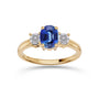 Sapphire and Diamond Three Stone Ring in 18K Gold