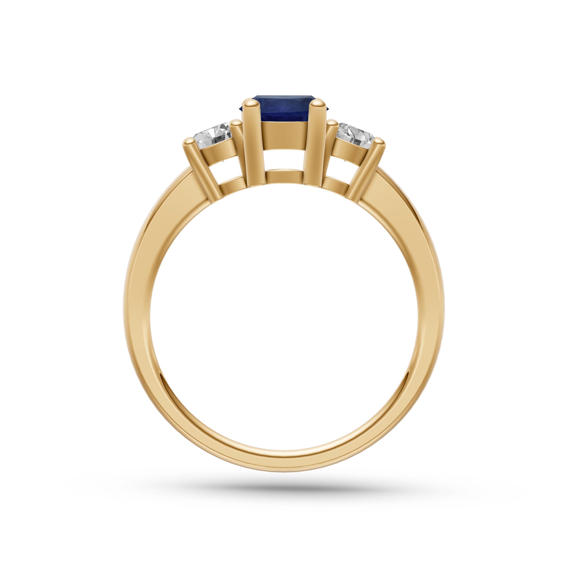 Sapphire and Diamond Three Stone Ring in 18K Gold