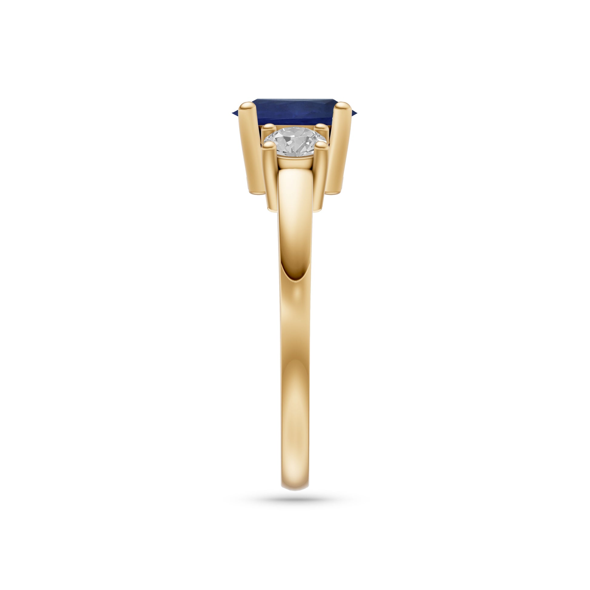 Sapphire and Diamond Three Stone Ring in 18K Gold