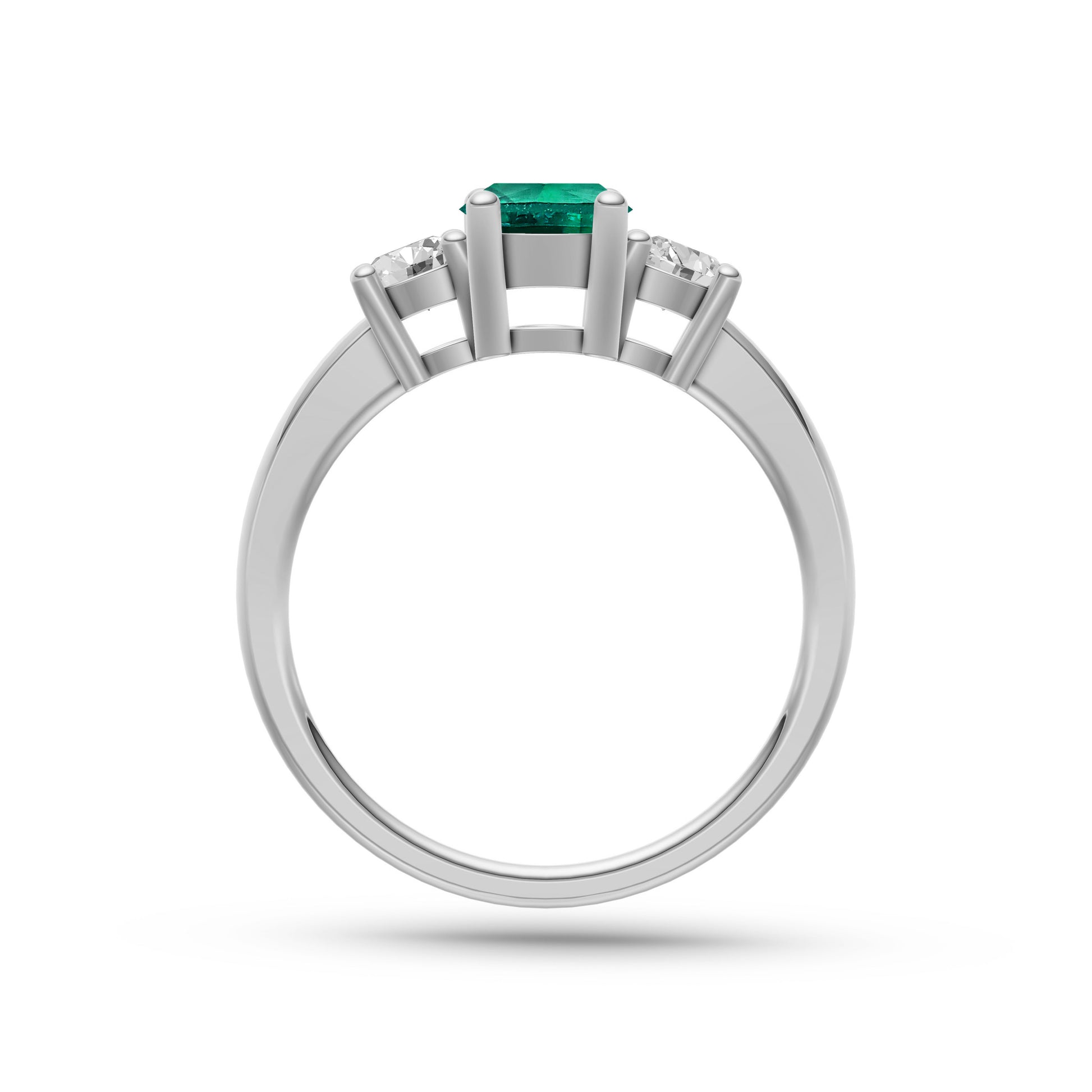 Emerald and Diamond Three Stone Ring in 18K Gold
