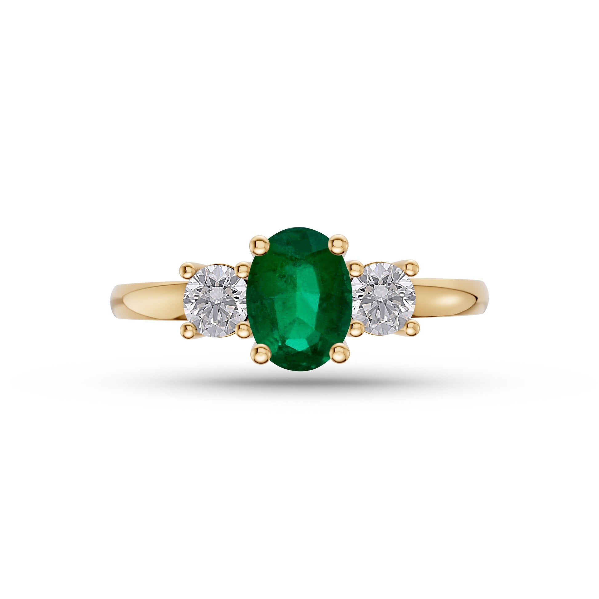Emerald and Diamond Three Stone Ring in 18K Gold