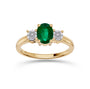 Emerald and Diamond Three Stone Ring in 18K Gold