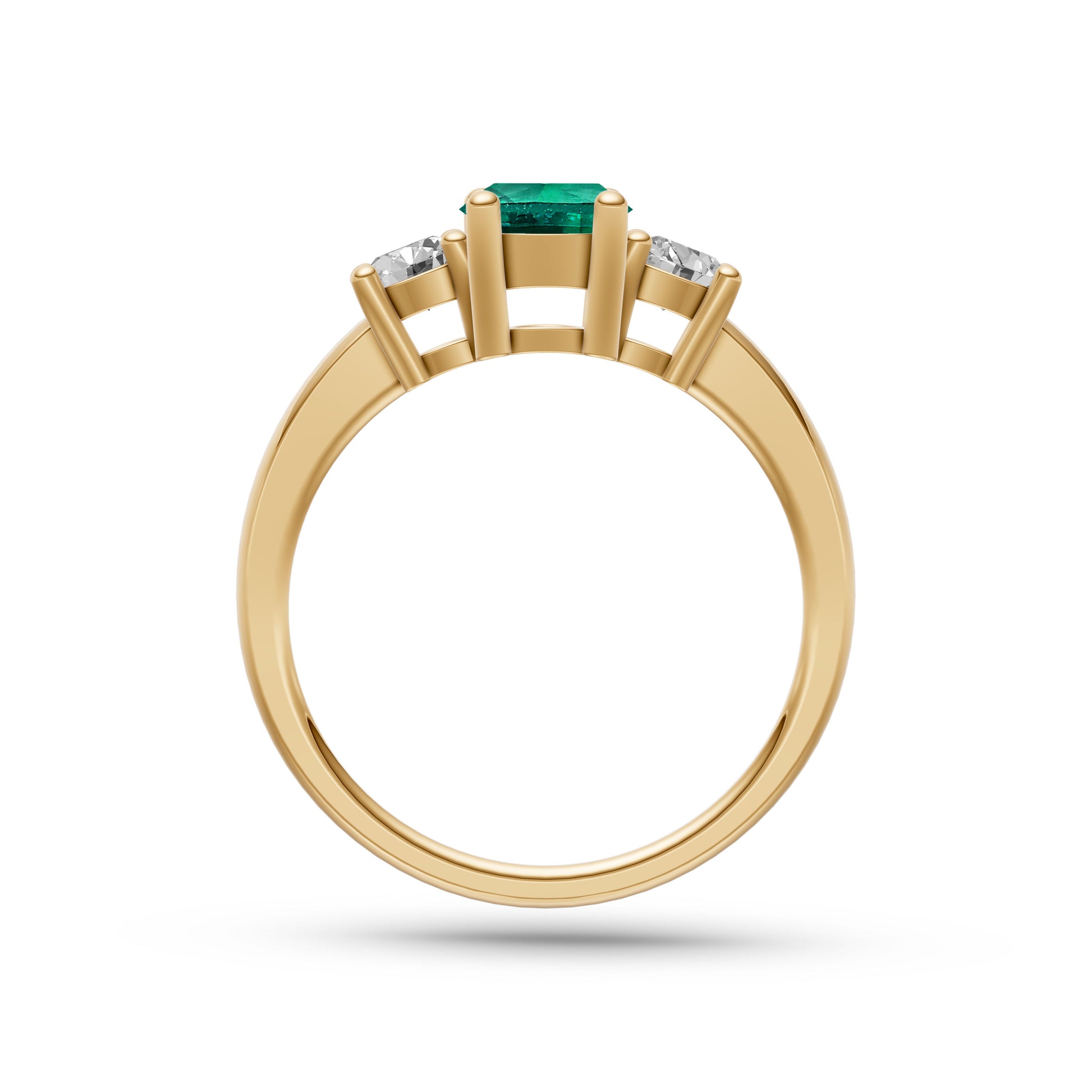 Emerald and Diamond Three Stone Ring in 18K Gold