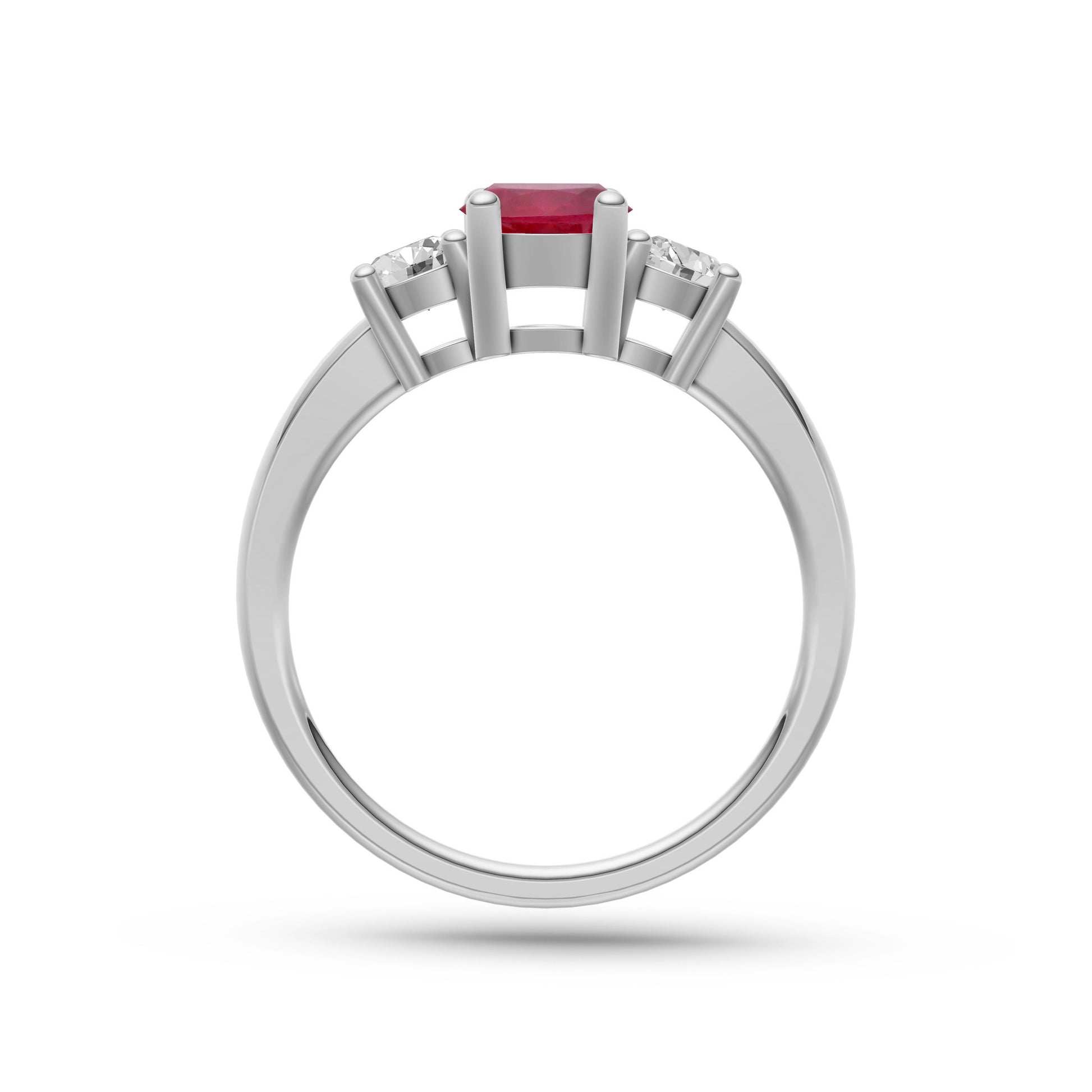 Ruby and Diamond Three Stone Ring in 18K Gold