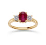 Ruby and Diamond Three Stone Ring in 18K Gold