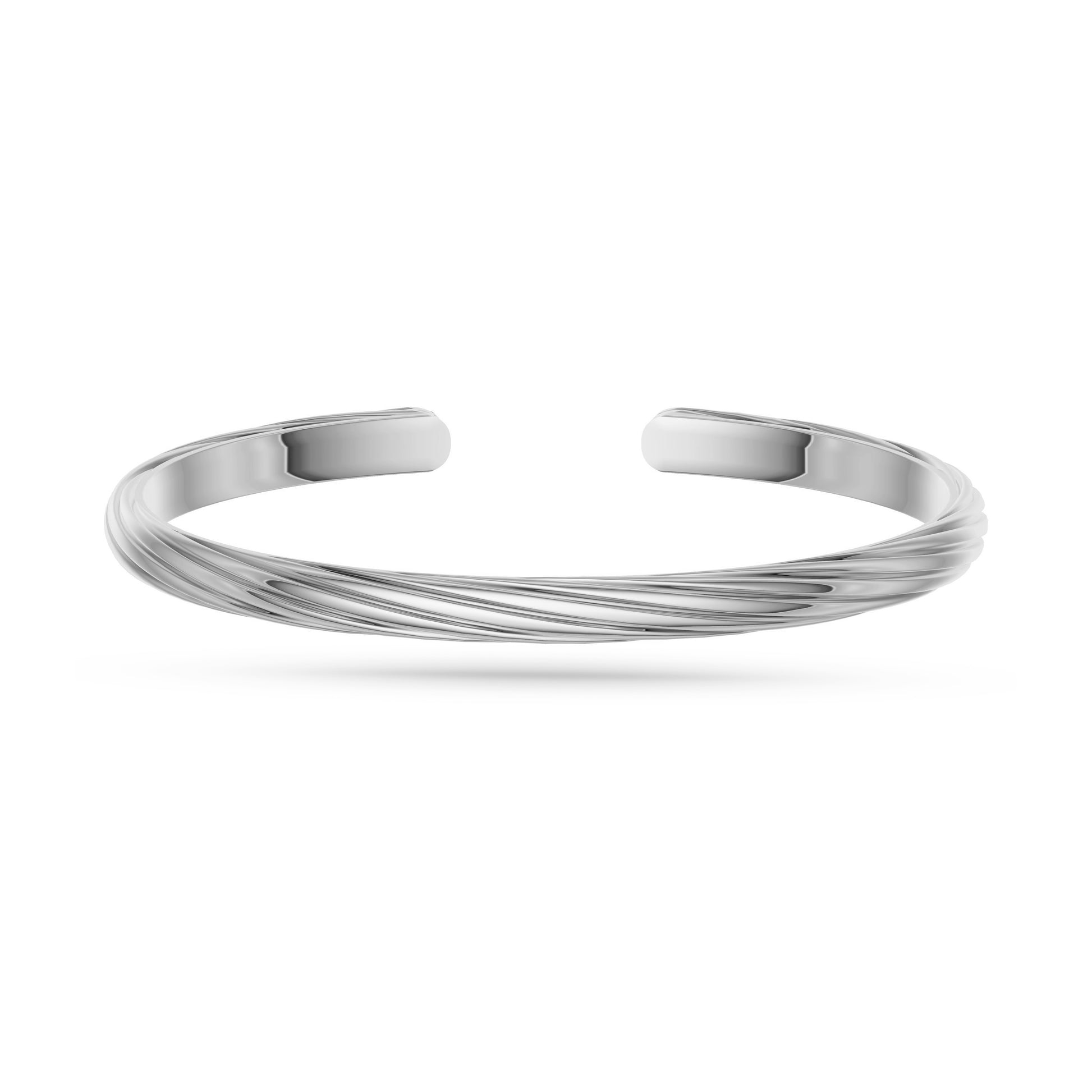 Men's Twist Open Bangle in Sterling Silver