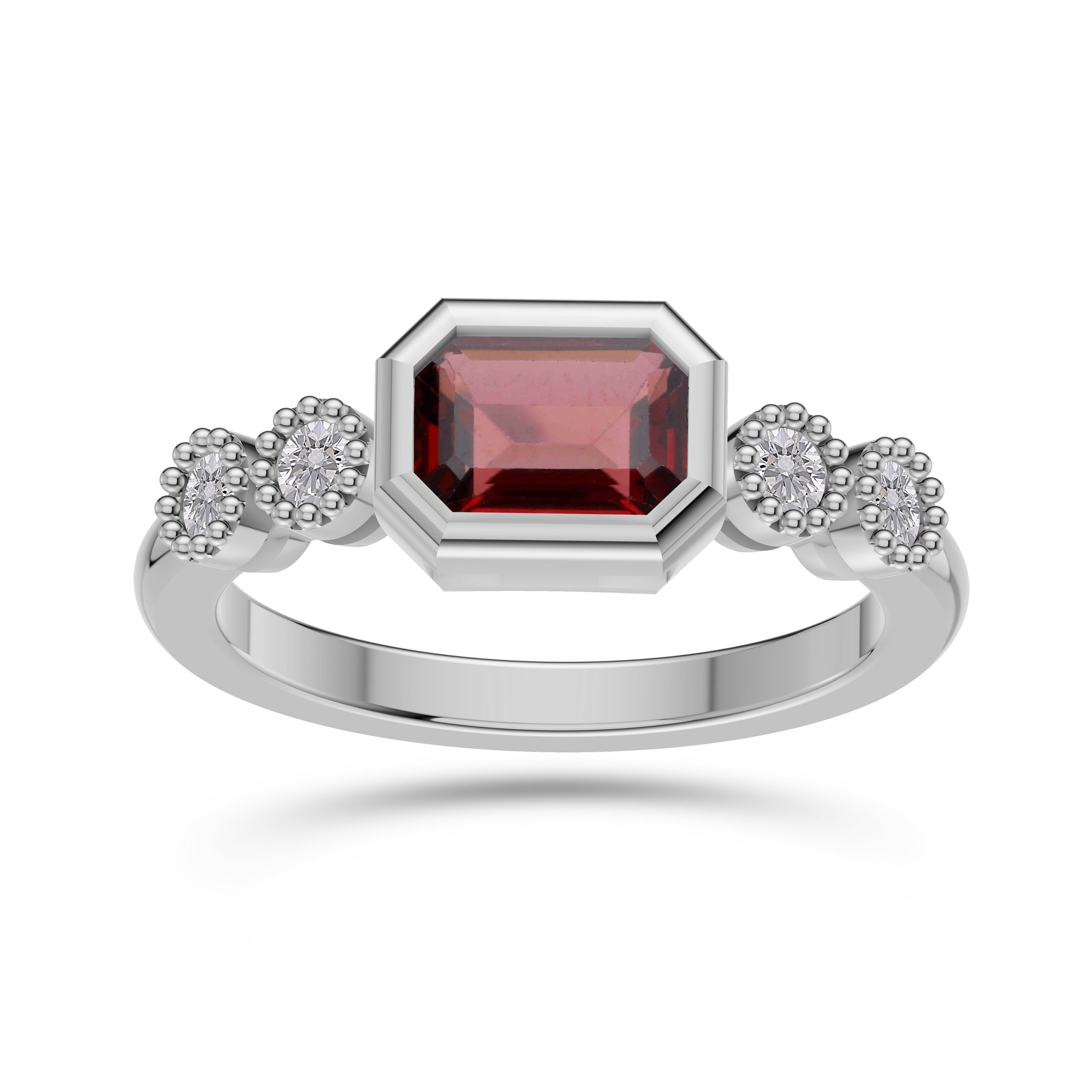 Crimson Garnet & Diamond Statement Ring In 14K Gold