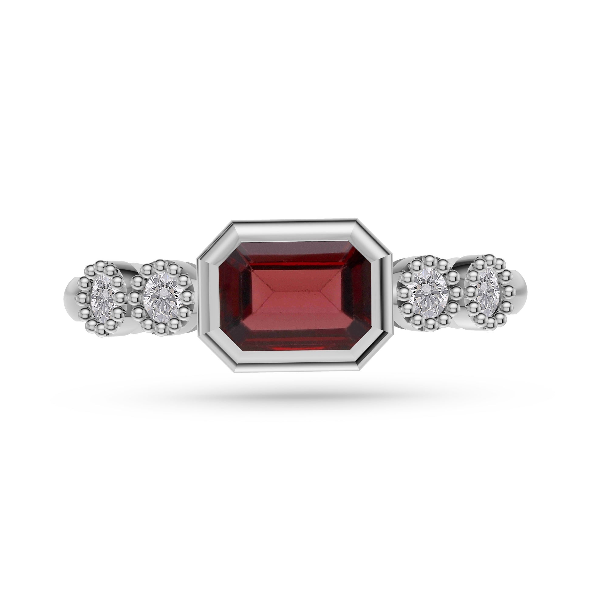 Crimson Garnet & Diamond Statement Ring In 14K Gold