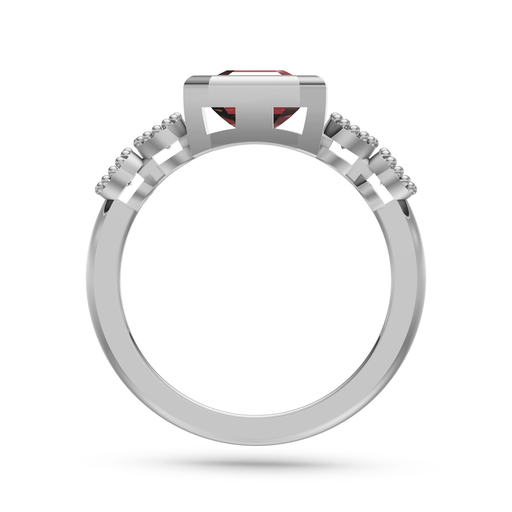 Crimson Garnet & Diamond Statement Ring In 14K Gold