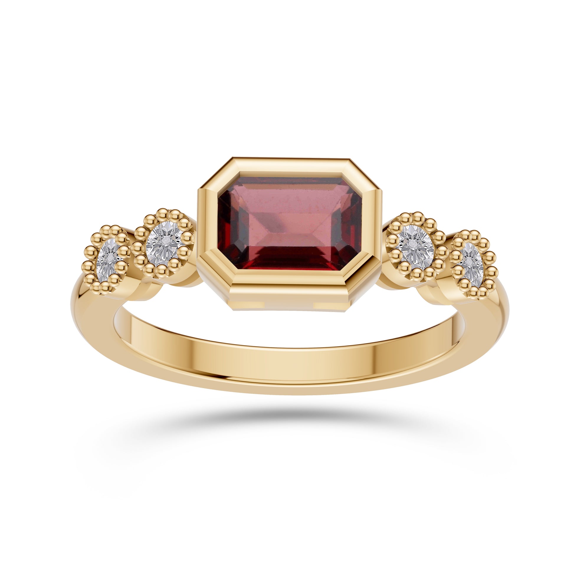 Crimson Garnet & Diamond Statement Ring In 14K Gold