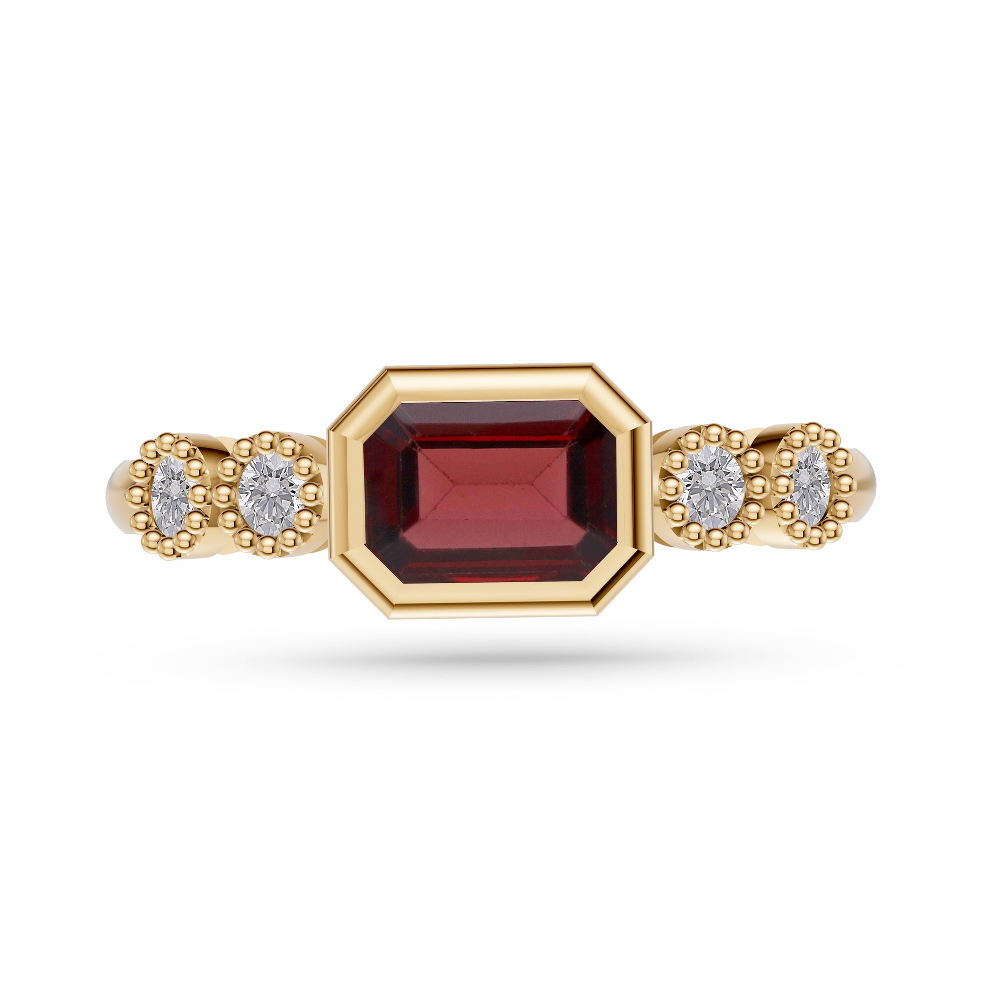 Crimson Garnet & Diamond Statement Ring In 14K Gold